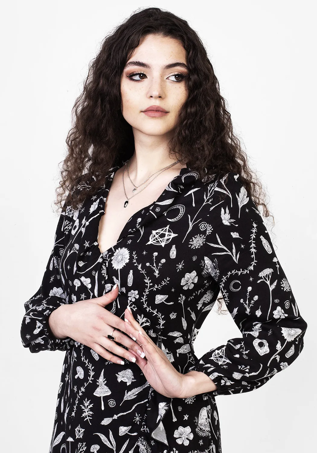 HEDGEWITCH RUFFLE WRAP ABOVE KNEE DRESS Trendy Design Beachwear