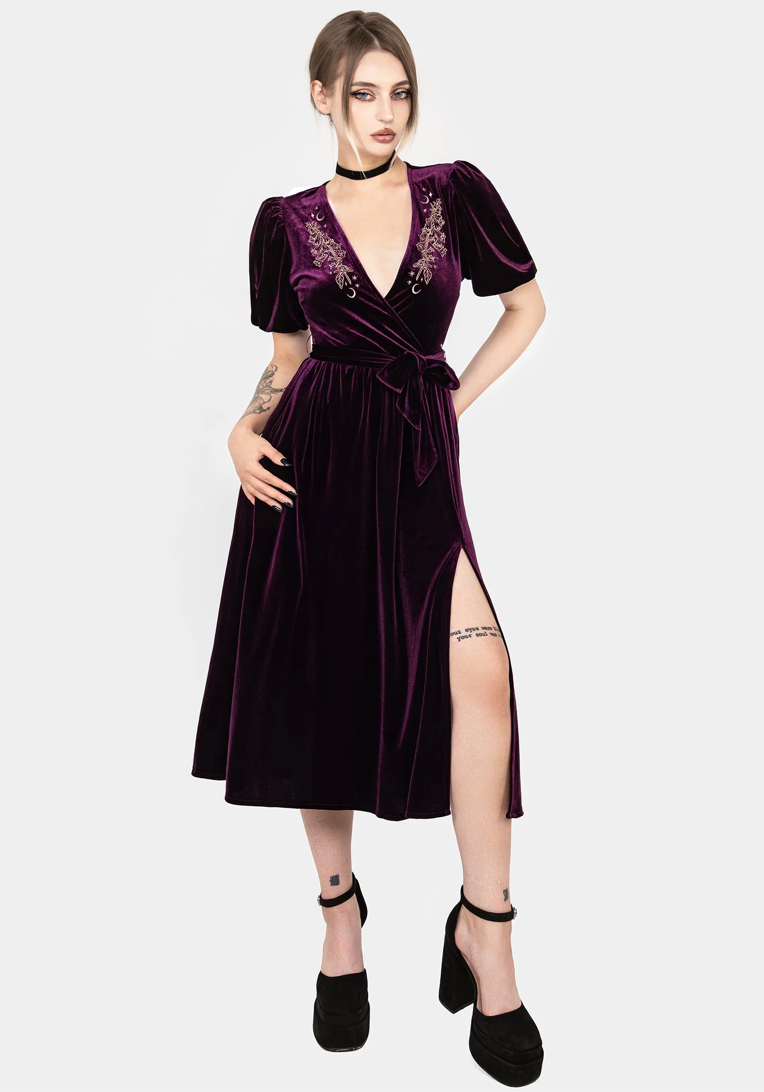 Hera Embroidered Midi Wrap Dress Style focused Layered Movement