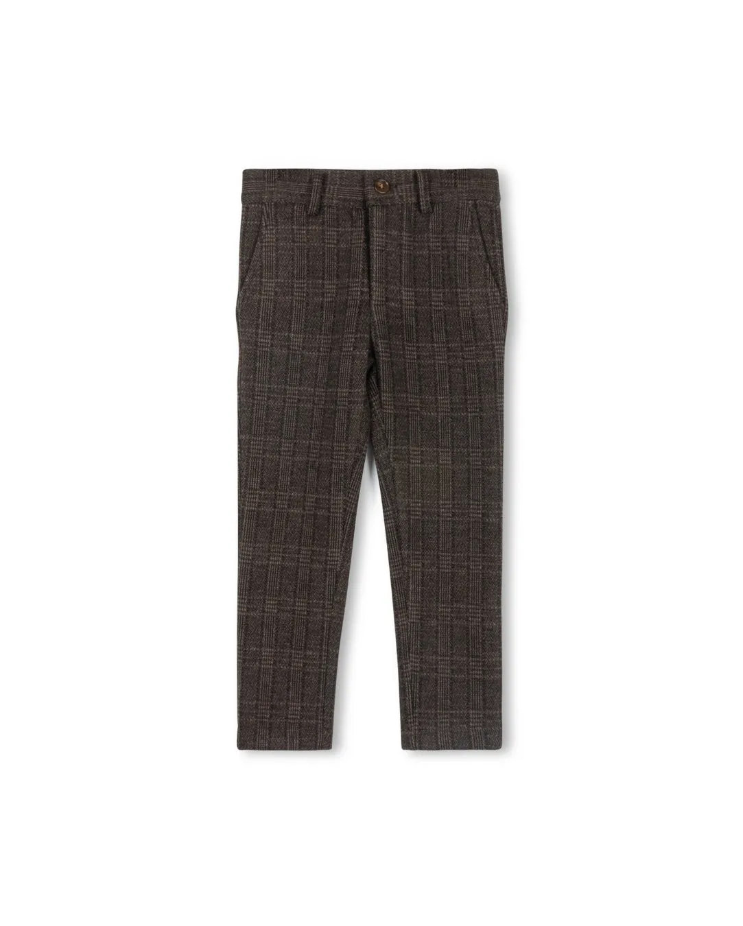 Silicone Hem Binding Herringbone Plaid Stretch Pants