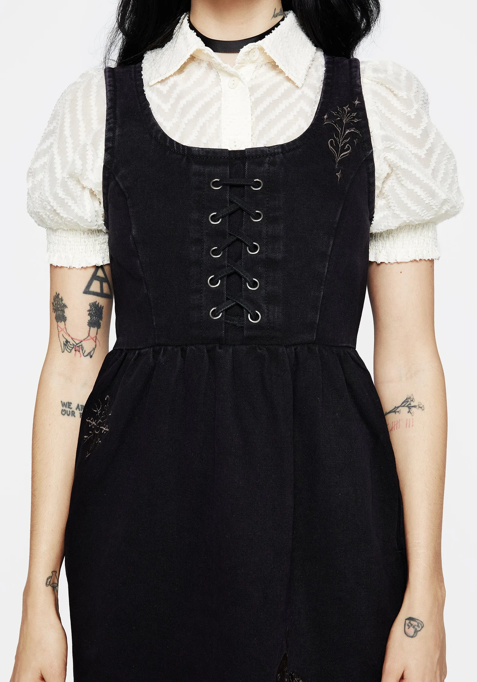 Hester Embroidered Lace Up Corset Mini Dress Traveler Gear Bold Look