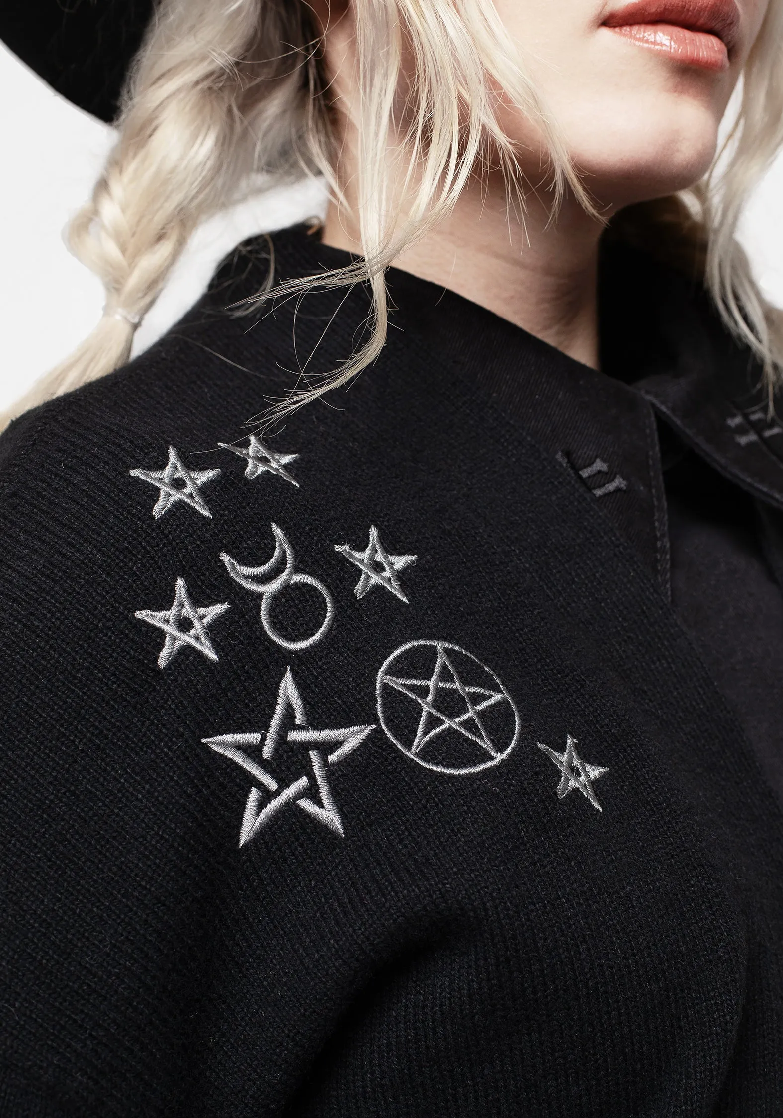 NonIrritatingSeams Hex Embroidered Cardigan