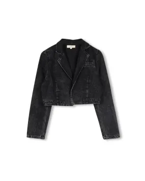 Denim Cropped Blazer waterproof construction