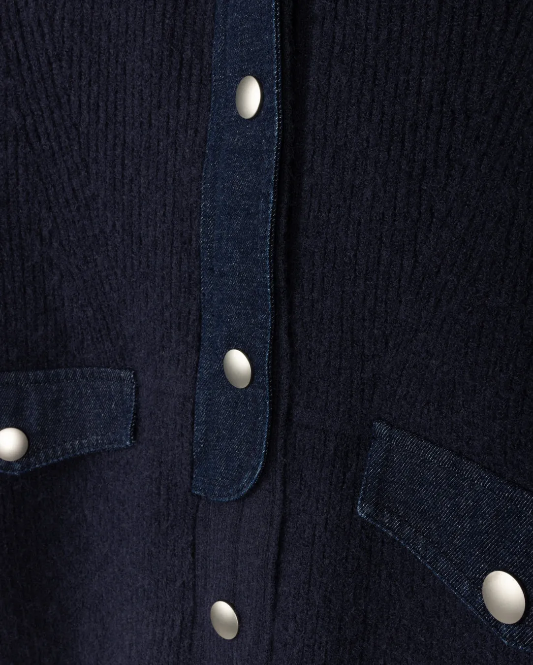 Headphone Hole Light Outdoor Layer Knit and Denim Contrast Jacket