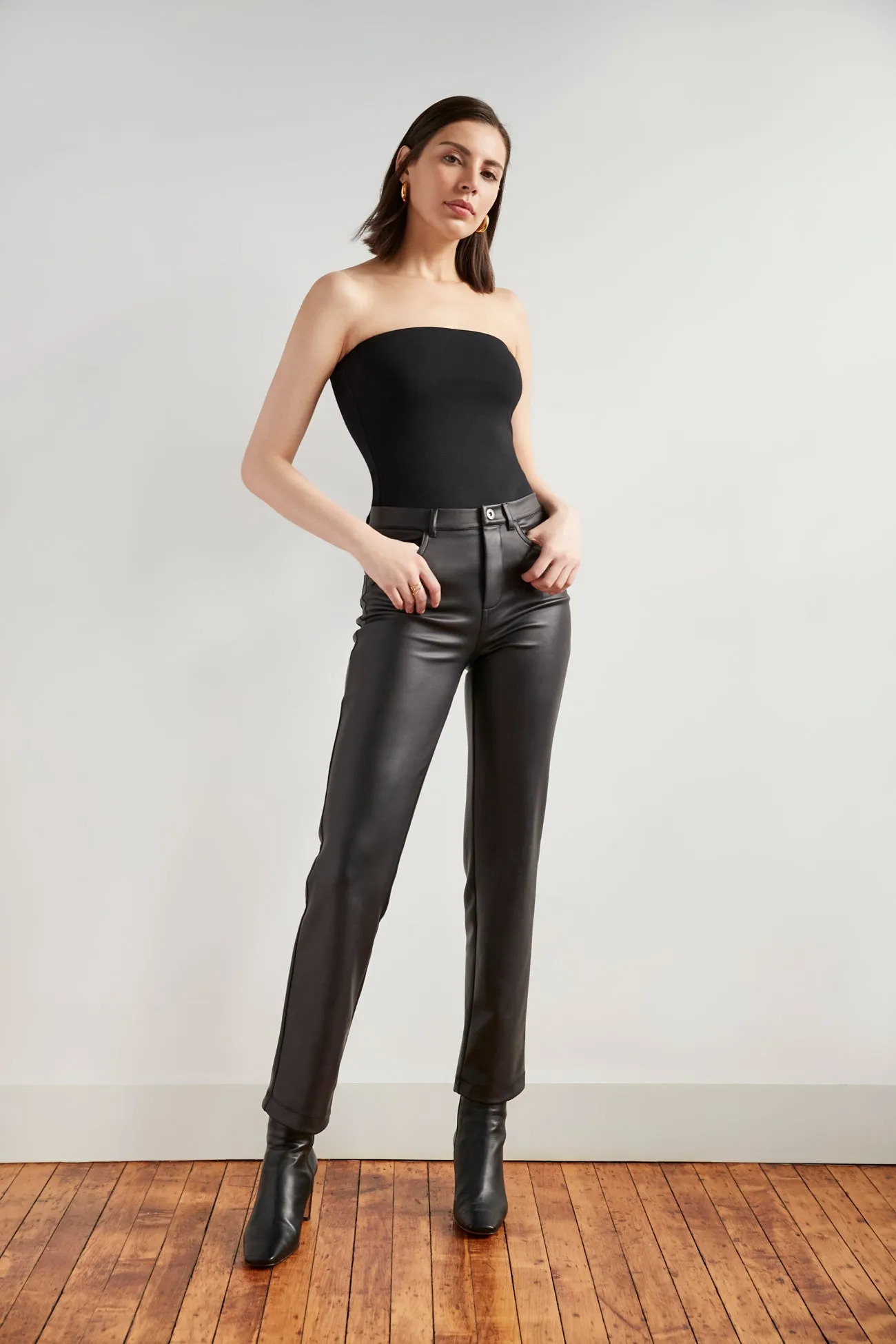 Gavin Strapless Top LaserCut Edges Warm Layer