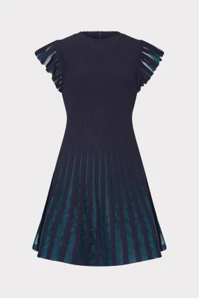 Sheer Flutter Sleeve Knit Mini Dress Scandi Clean