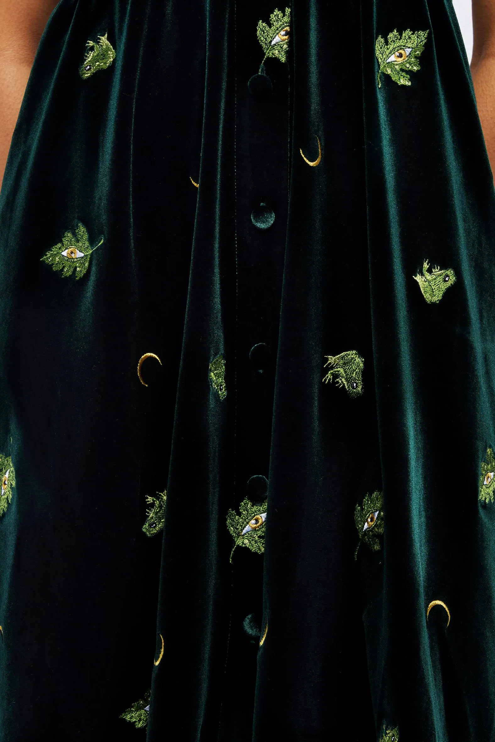 Subtle Fit Swamplife Frog Embroidered Velour Button Up Mini Dress