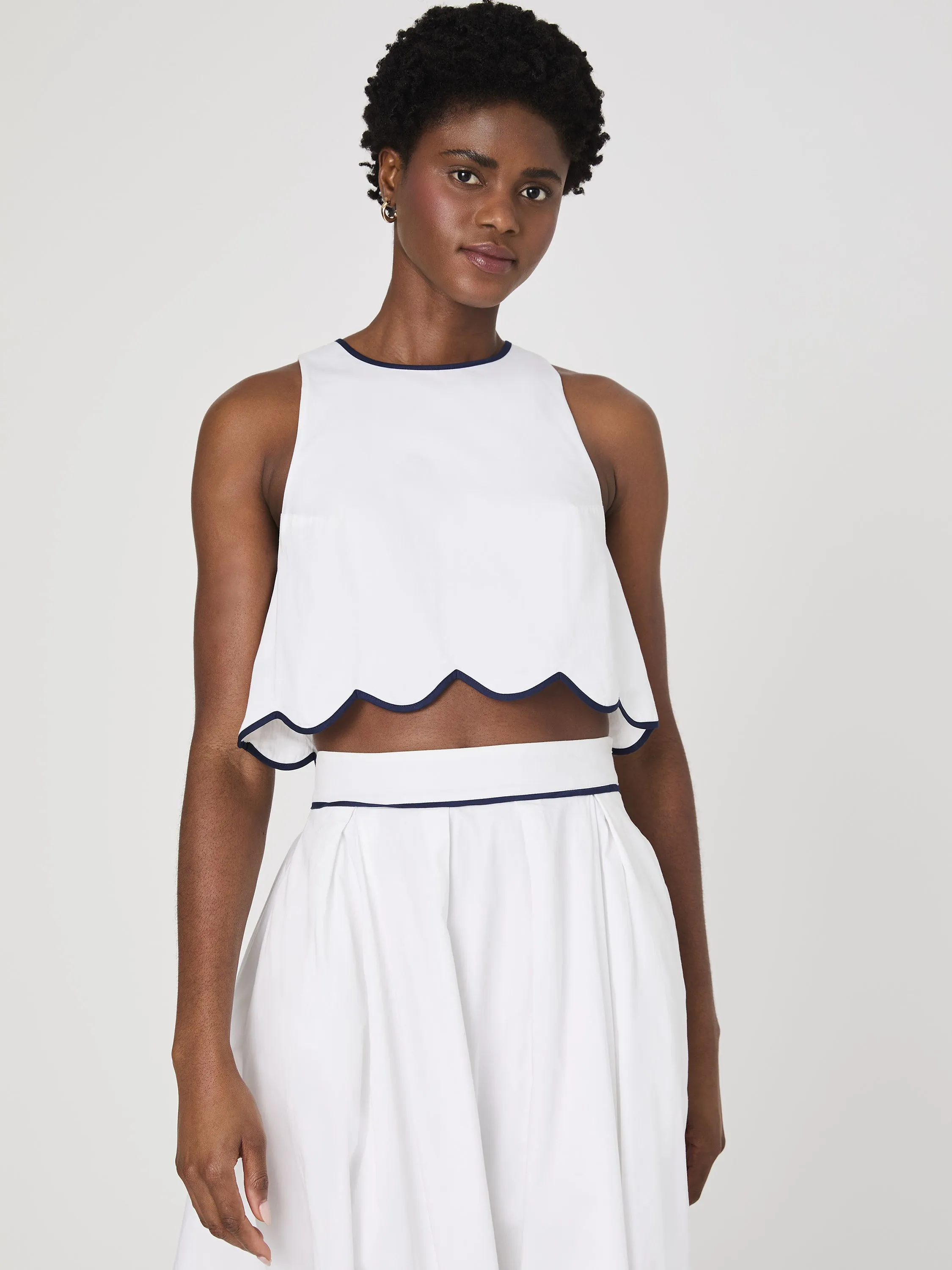 Alexis Cotton Scallop Top Light Reflective Printing