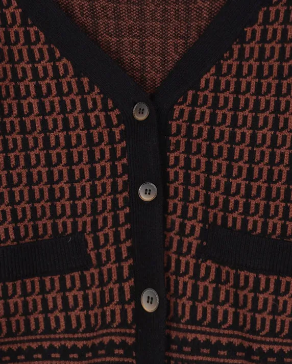 Honeycomb Trim Cardigan Classic Design