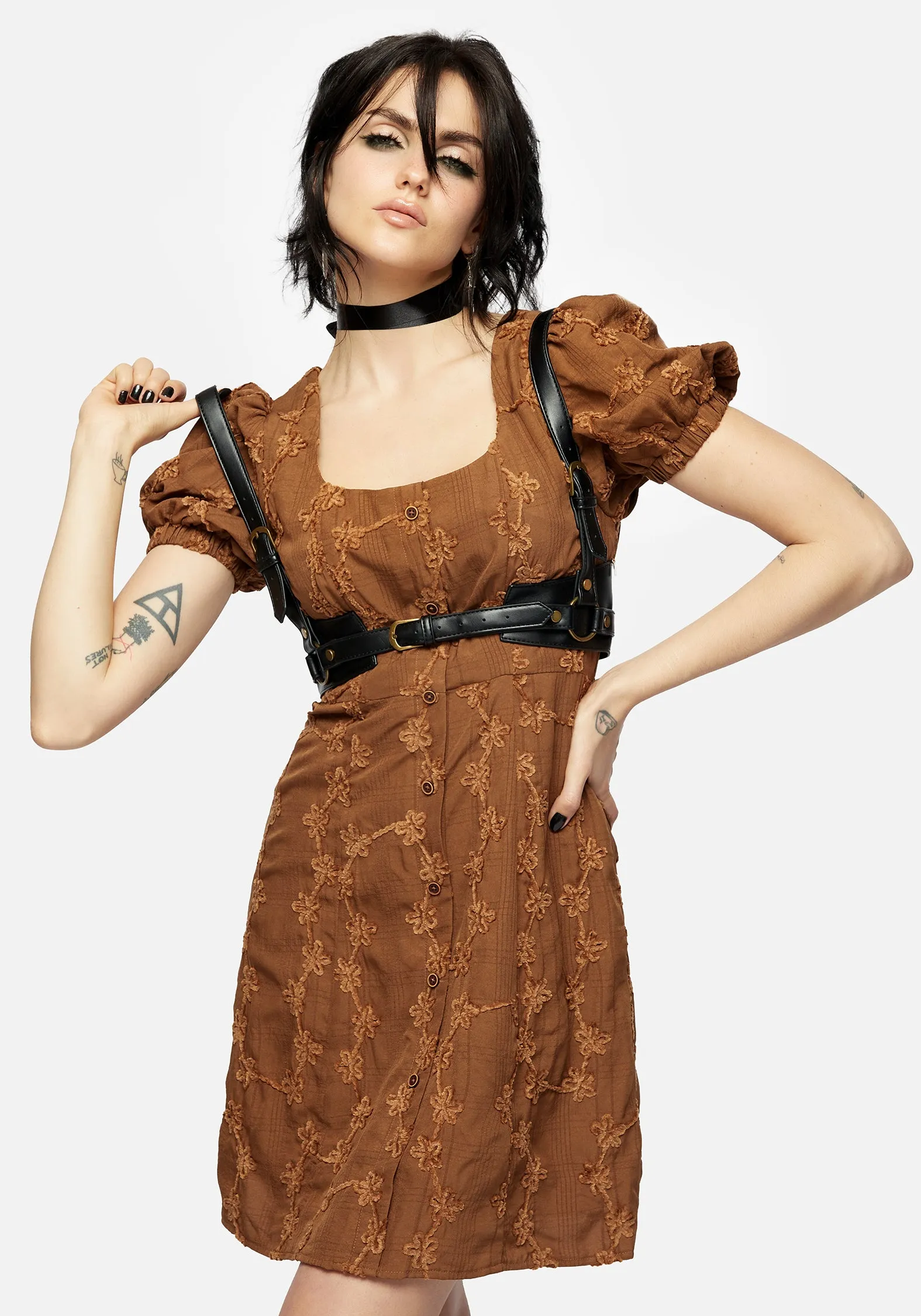 Honeysuckle Puff Sleeve Mini Dress Smooth Wear Soft Flow