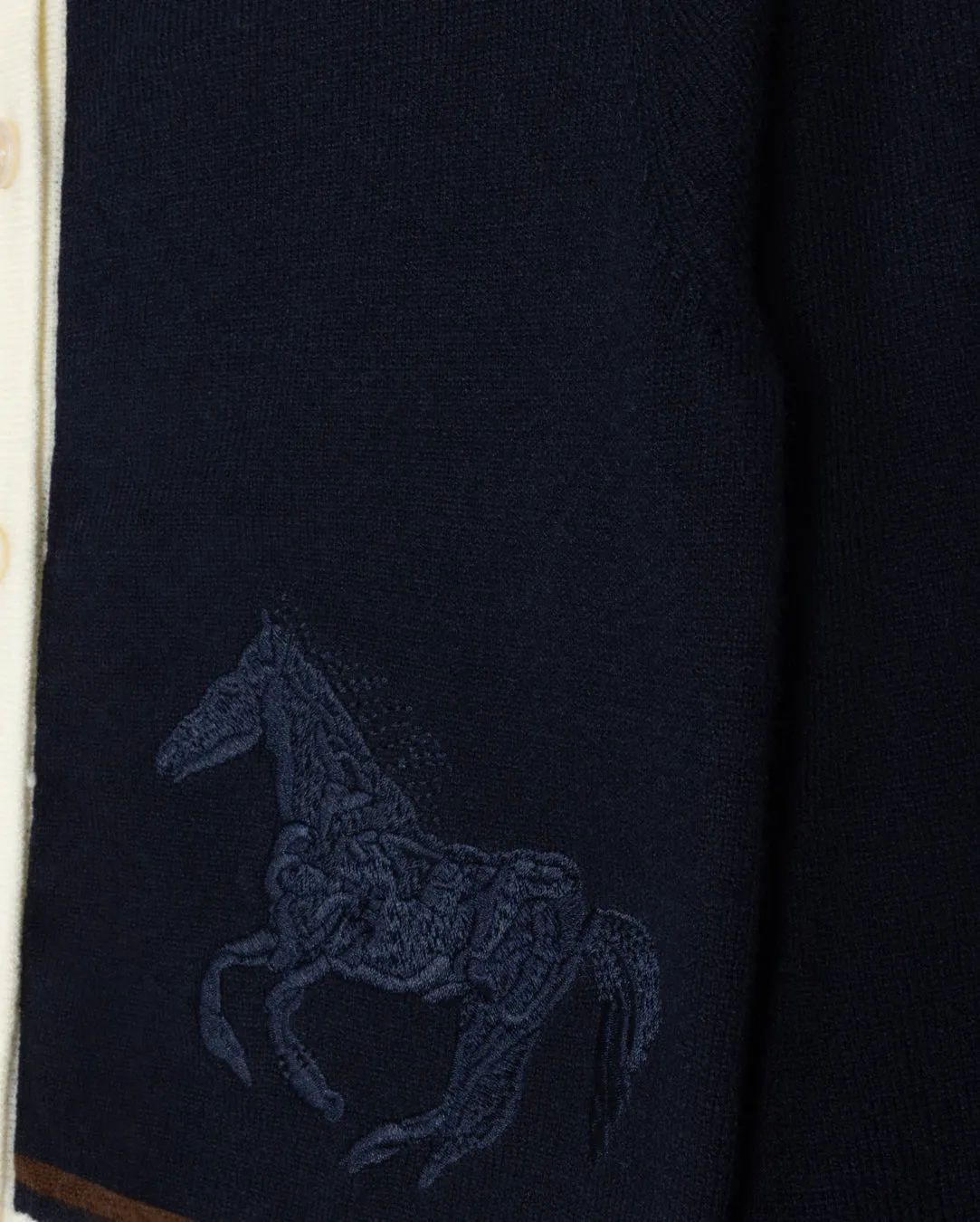 Cozy Layering Horse Embroidered Cardigan