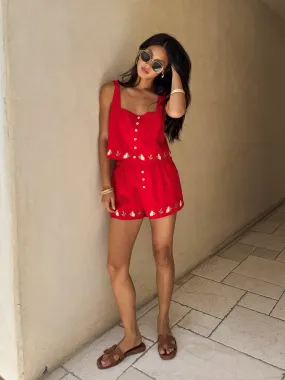 Hot Spell Embroidered Tank - Final Sale Plush Texture Brushed Inner