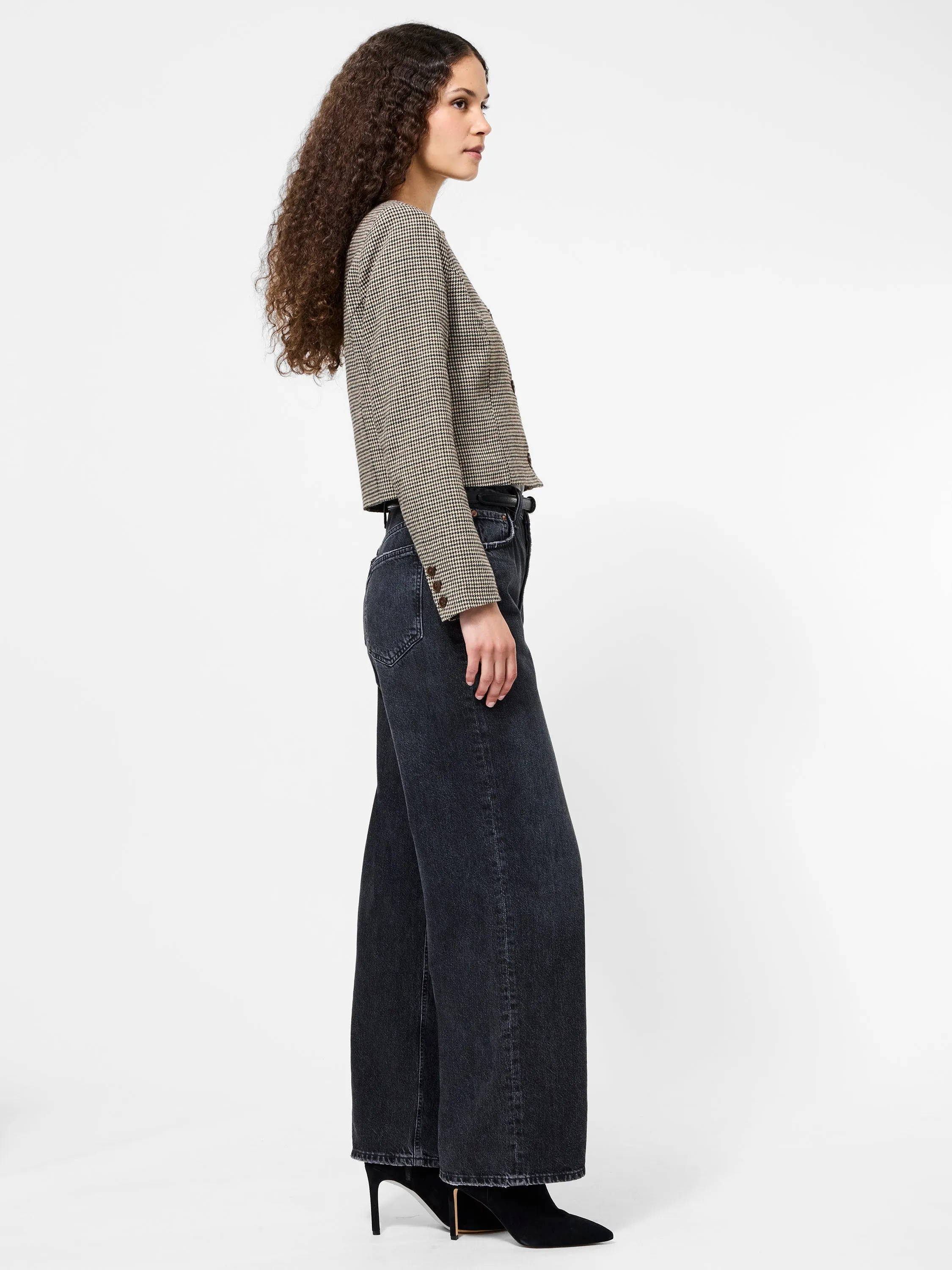 Wind Shield MultiPocket Configuration Houndstooth Wool Jacket