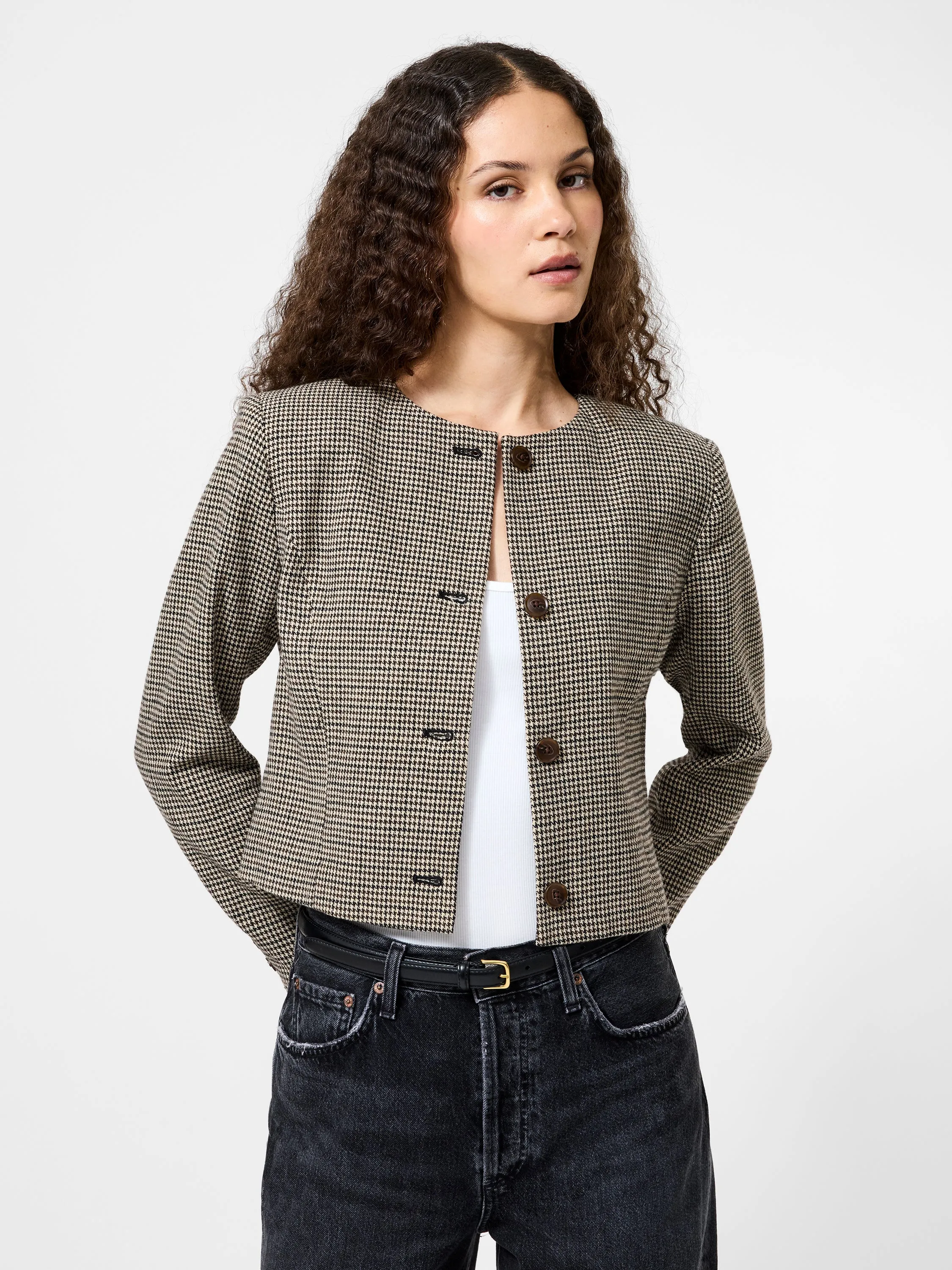 Houndstooth Wool Jacket AntiStaticFinish