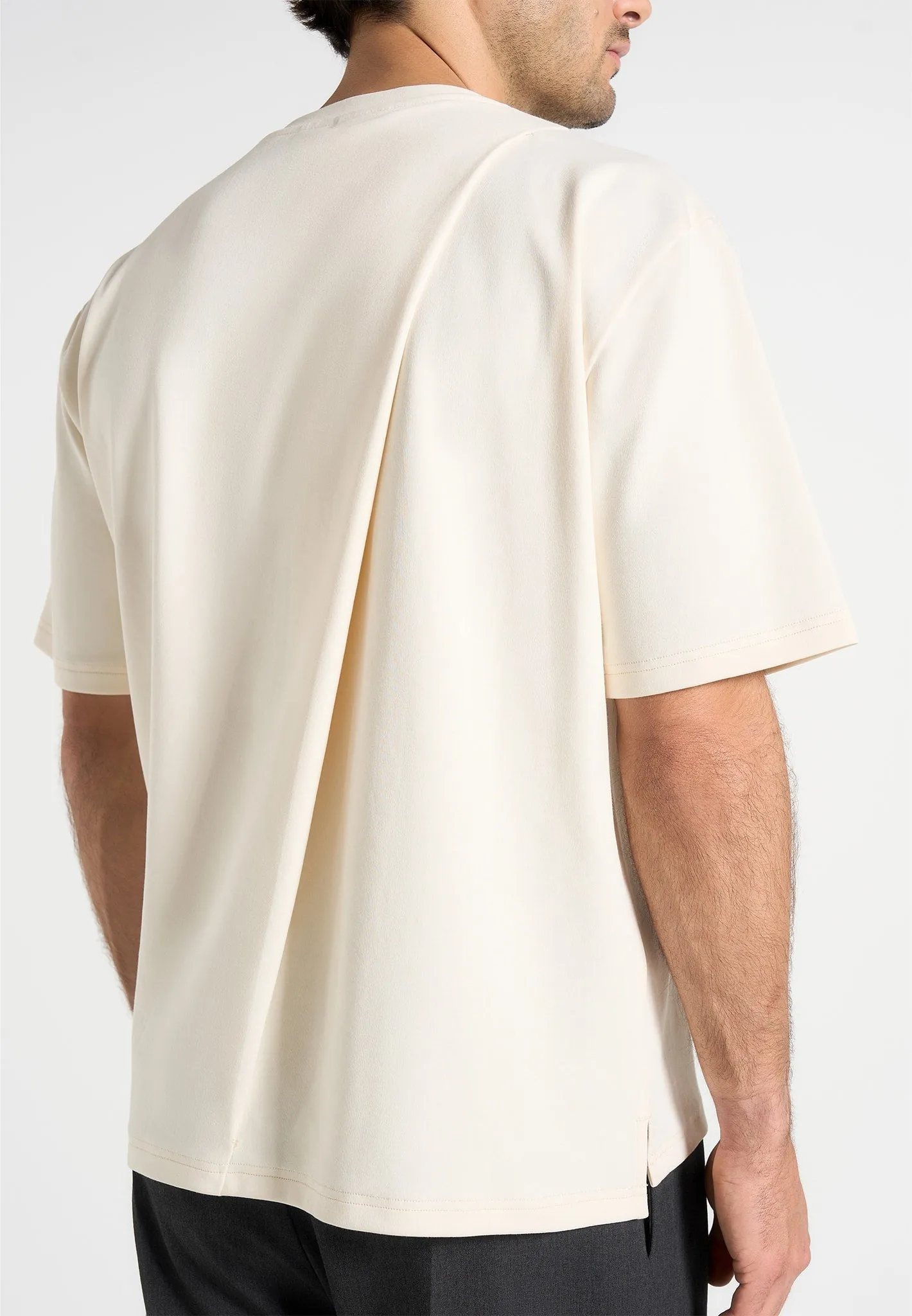 High Street Fashion Hugo - Relaxed Fit T-Shirt With Pleat - Cream