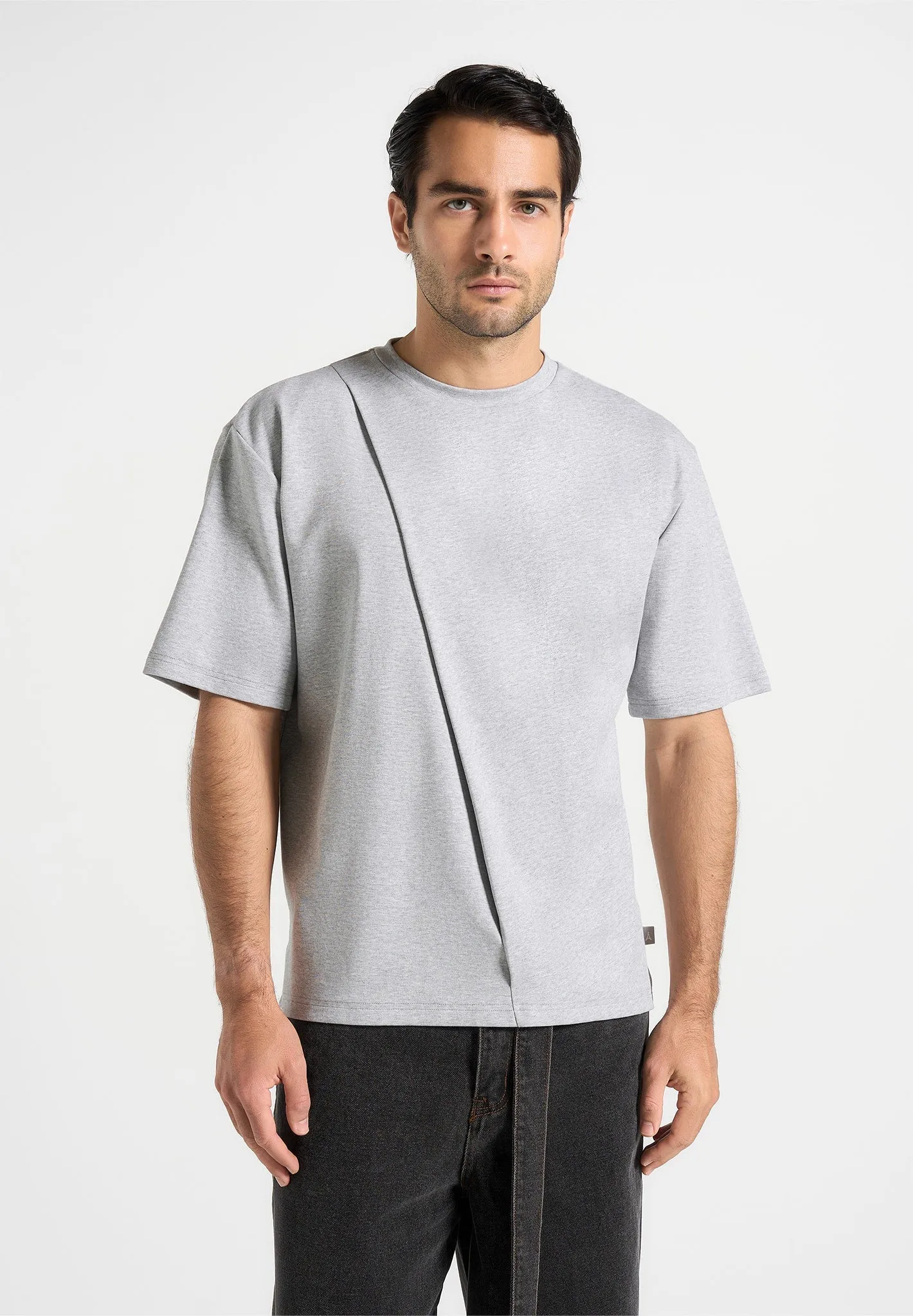 Errand Ready Athleisure Trend Hugo - Relaxed Fit T-Shirt With Pleat - Grey