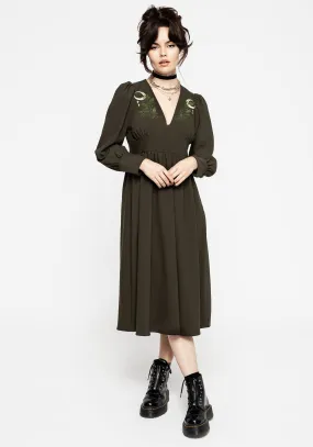 Huldra Embroidered Midi Dress casual outing