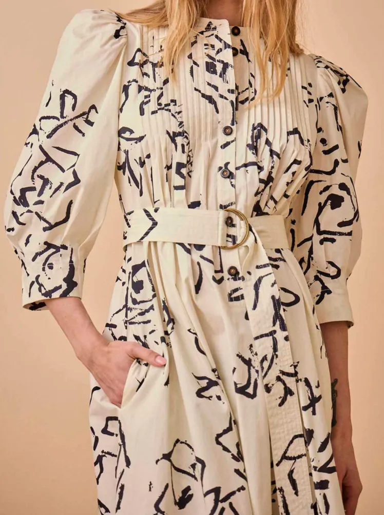 Empire Waist Street Flex Hunter Bell Lyle Dress Onyx Amaryllis