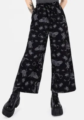 Parasite Bugs Wide Leg Paperbag Culotte Trousers - Black Everyday Look Outfit Lookbook