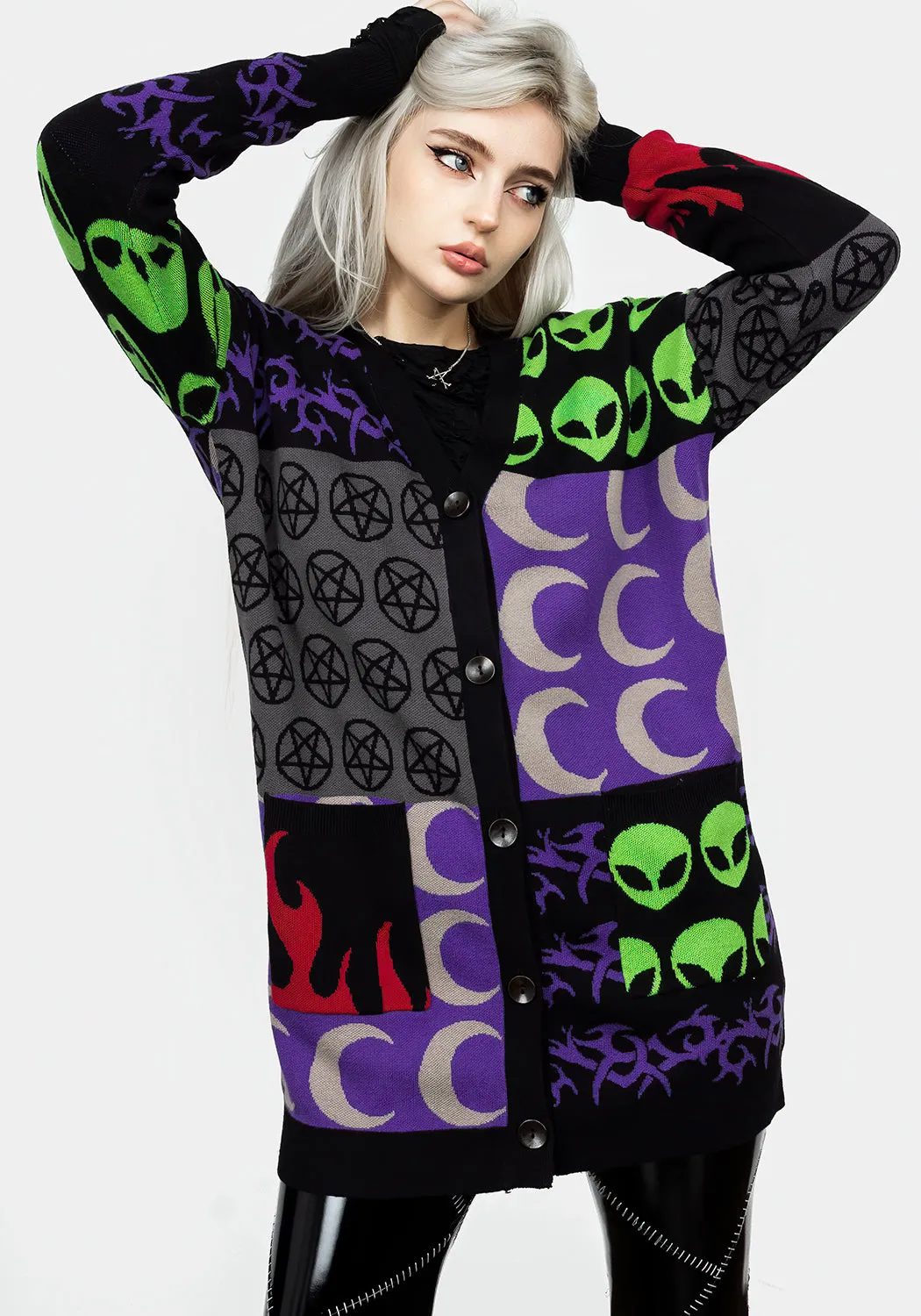 Illogical Oversized Cardigan Yarn Dyed Microfiber Textile