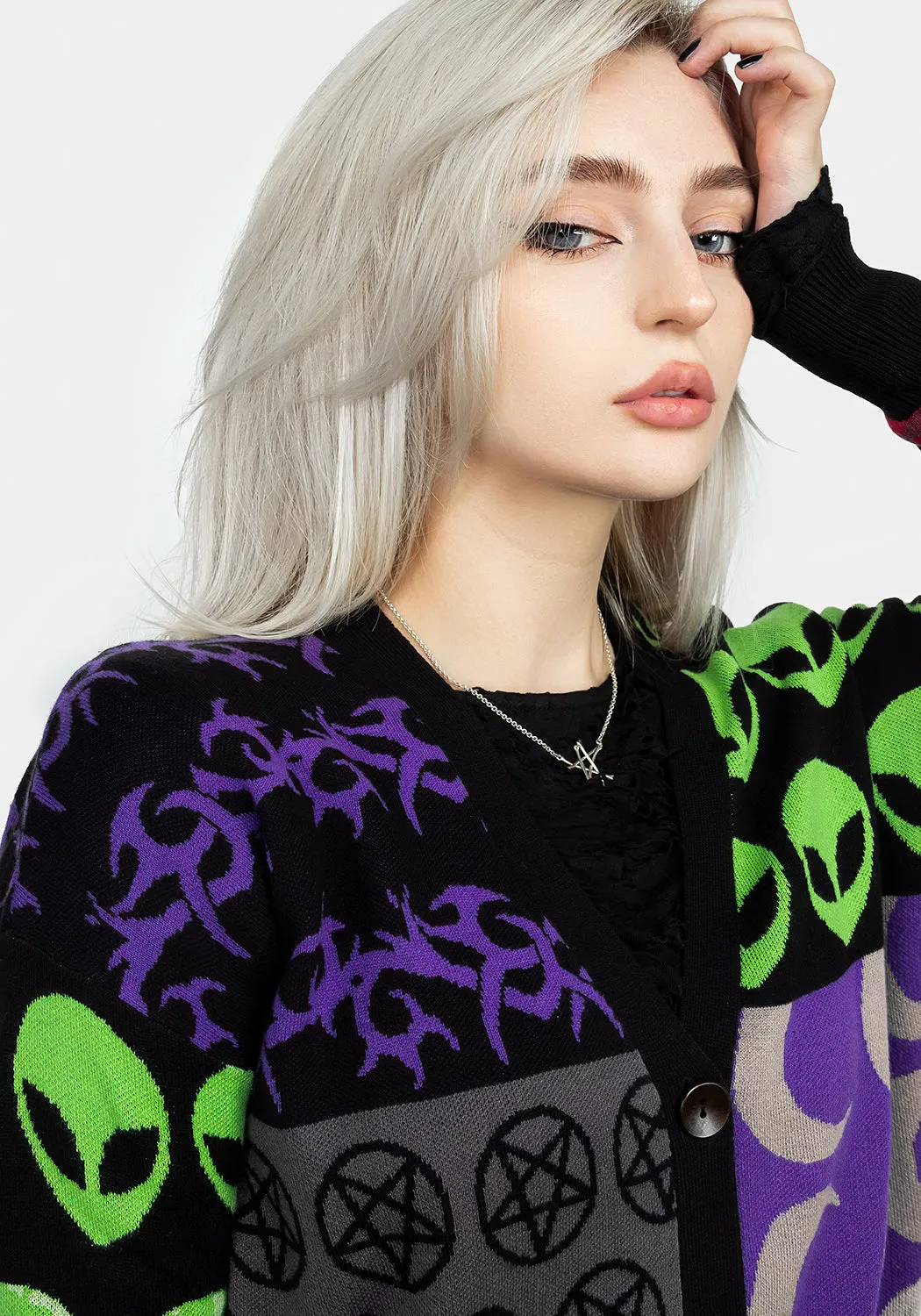 Illogical Oversized Cardigan Loop Back Finish WideRibbed Texture