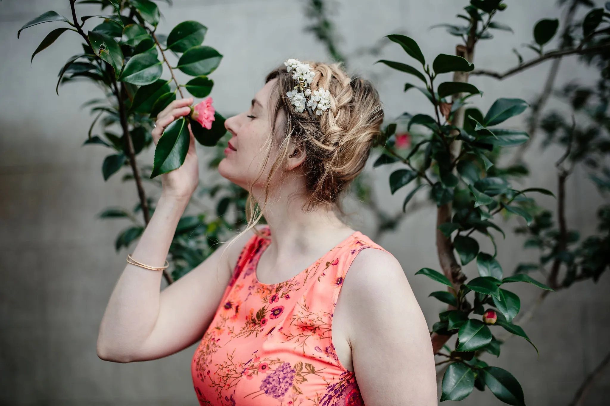 Tia Dress in Coral Floral Smile Soft