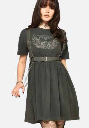 Trendy Vibe Illvminatio Bleach Graphic Cotton Mini Skater Dress