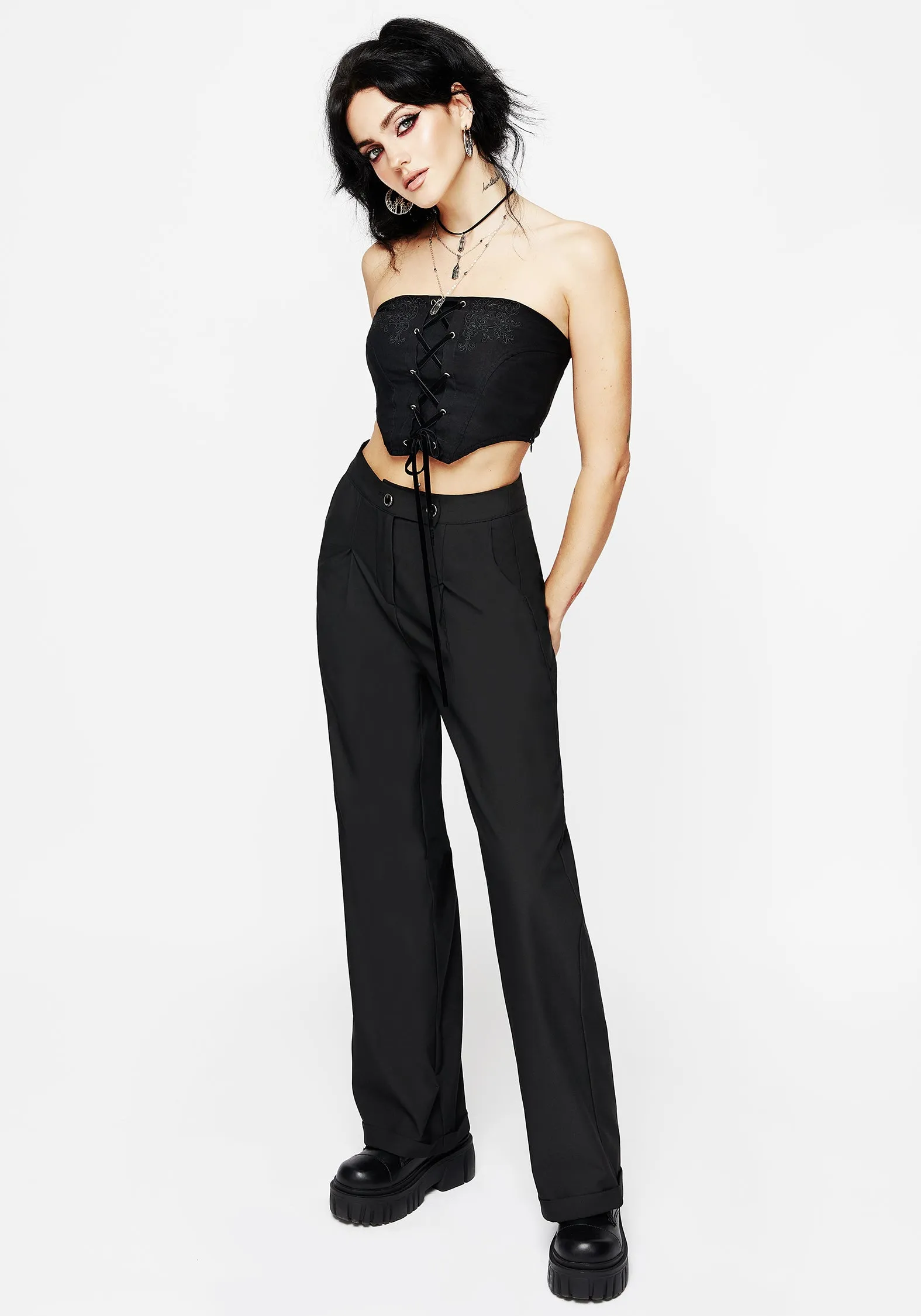Inanna Embroidered Lace Up Corset Top All Day Comfort