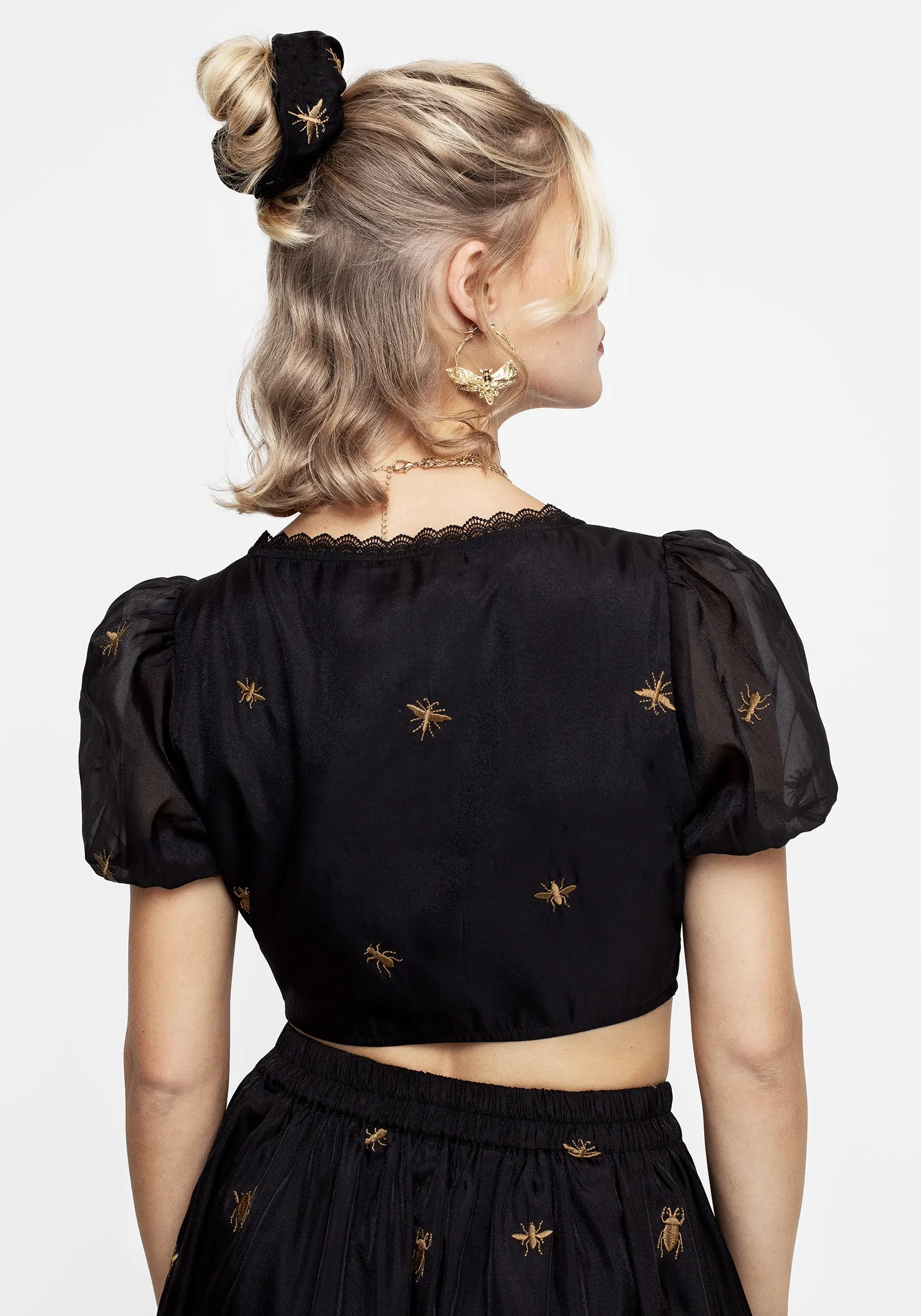 Insectarium Embroidered Organza Corset Top ReinforcedHem RecycledPolyester