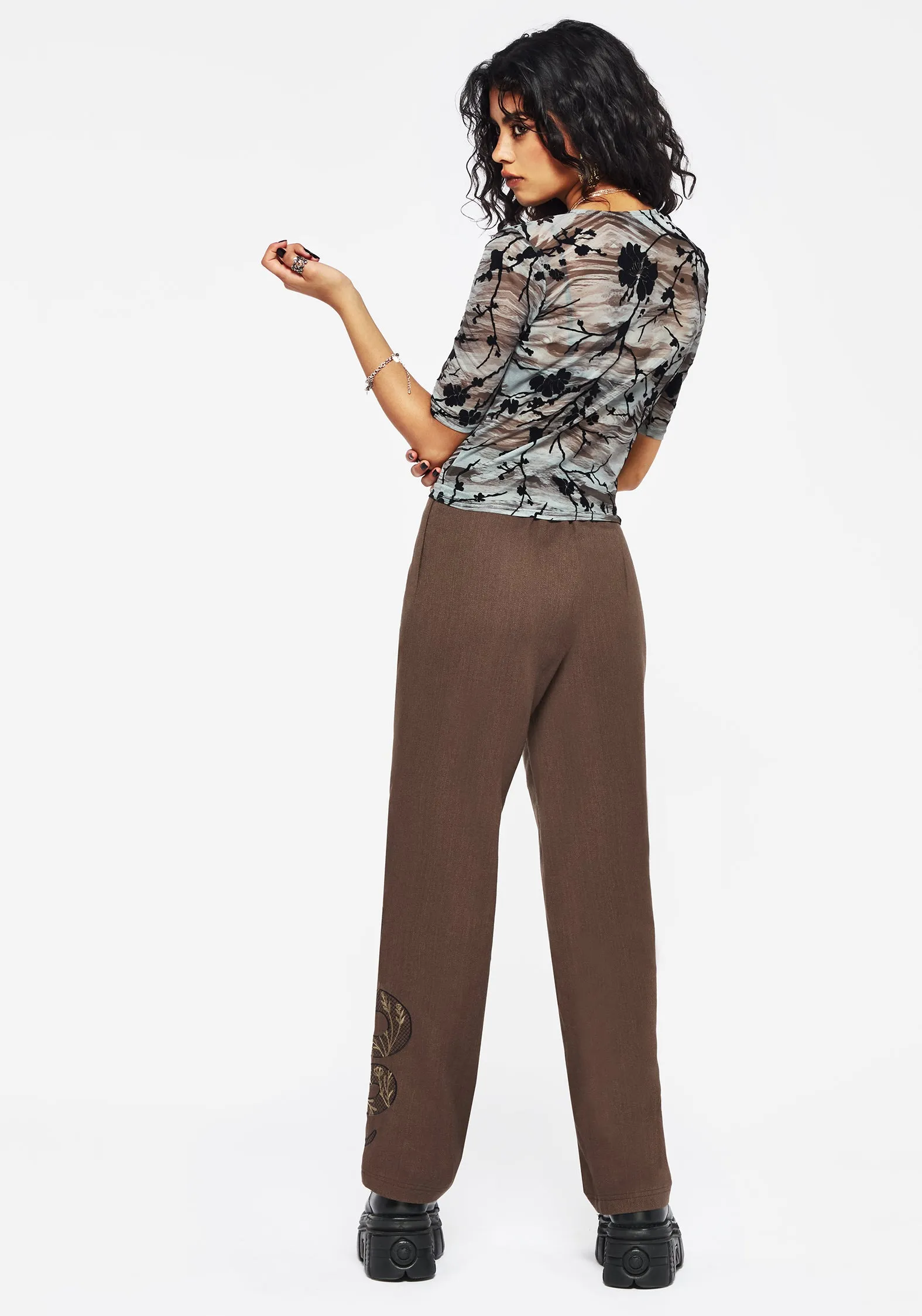 Wytchelm Flocked Mesh Short Sleeve Top - Blue Casual Essentials