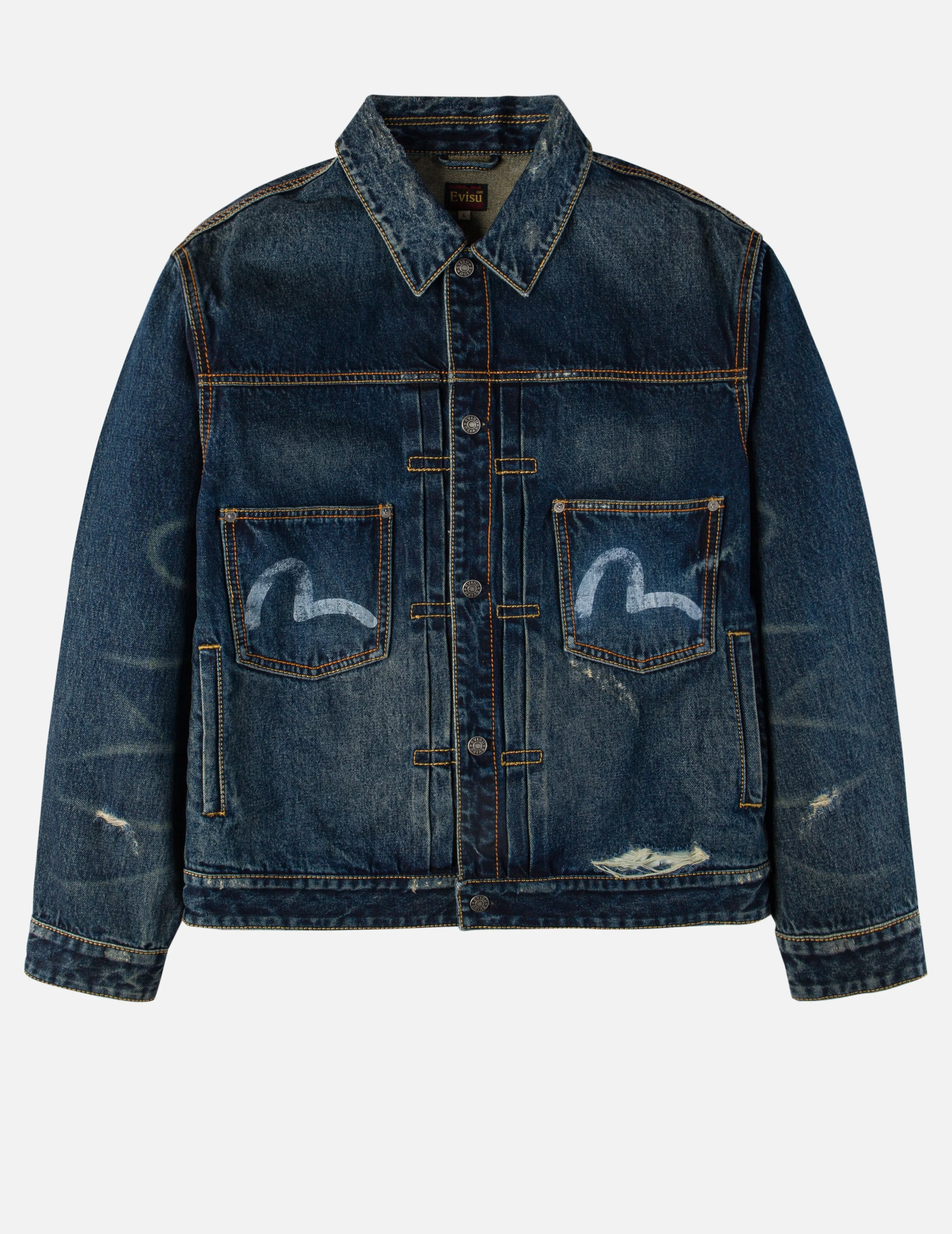 EVISU X GDC Washed Relax Fit Denim Jacket Sun Protection Fabric Wicking Inner Lining