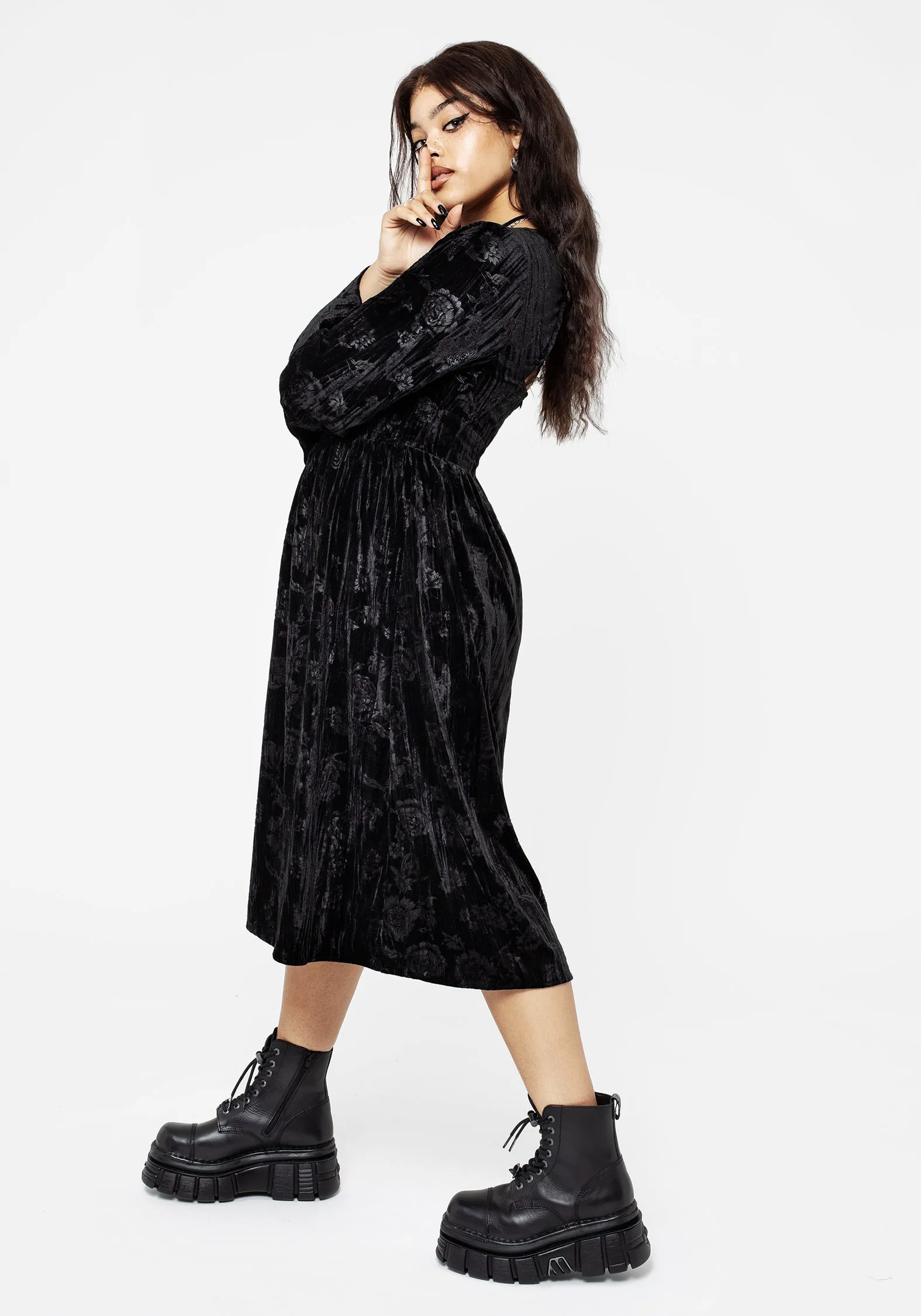 Invocation Flared Sleeve Midi Dress City Friendly Soft Appearance