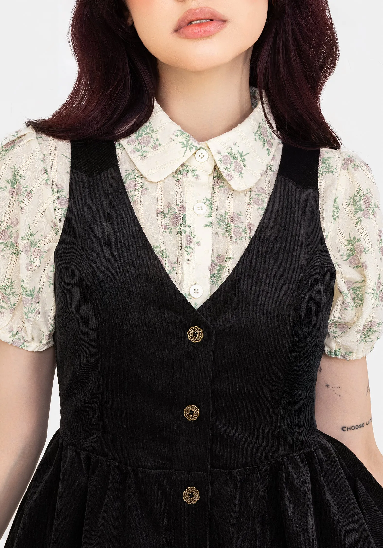 Iris Button Up Pinafore Mini Dress Chill Design