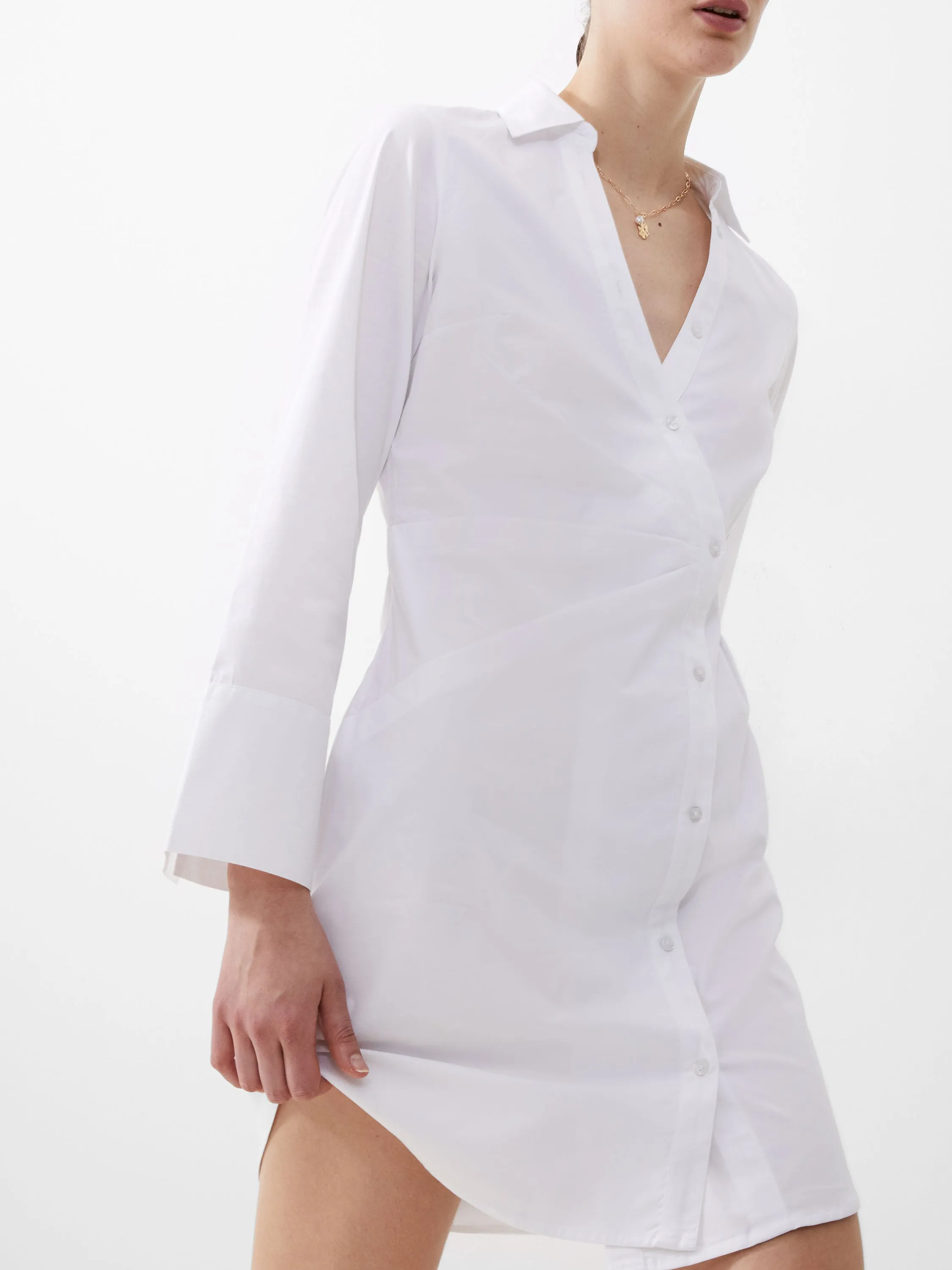 Easy Layers Slit Detail Isabelle Poplin Asymmetric Dress