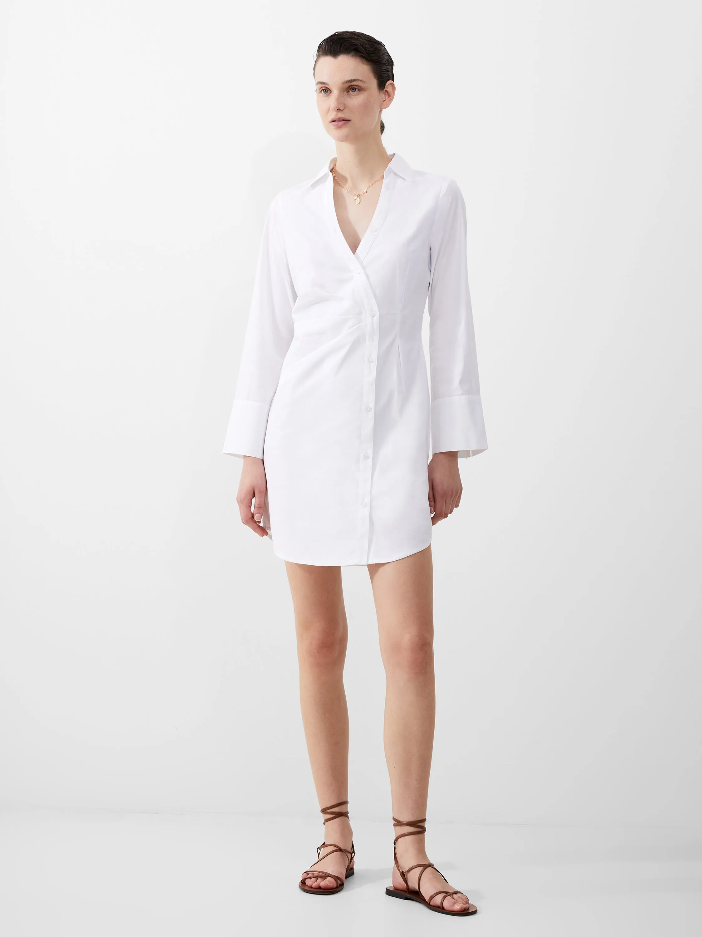 Isabelle Poplin Asymmetric Dress Subtle-Print