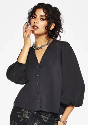 Chic Tee Isidora Embroidered Button Up Blouse