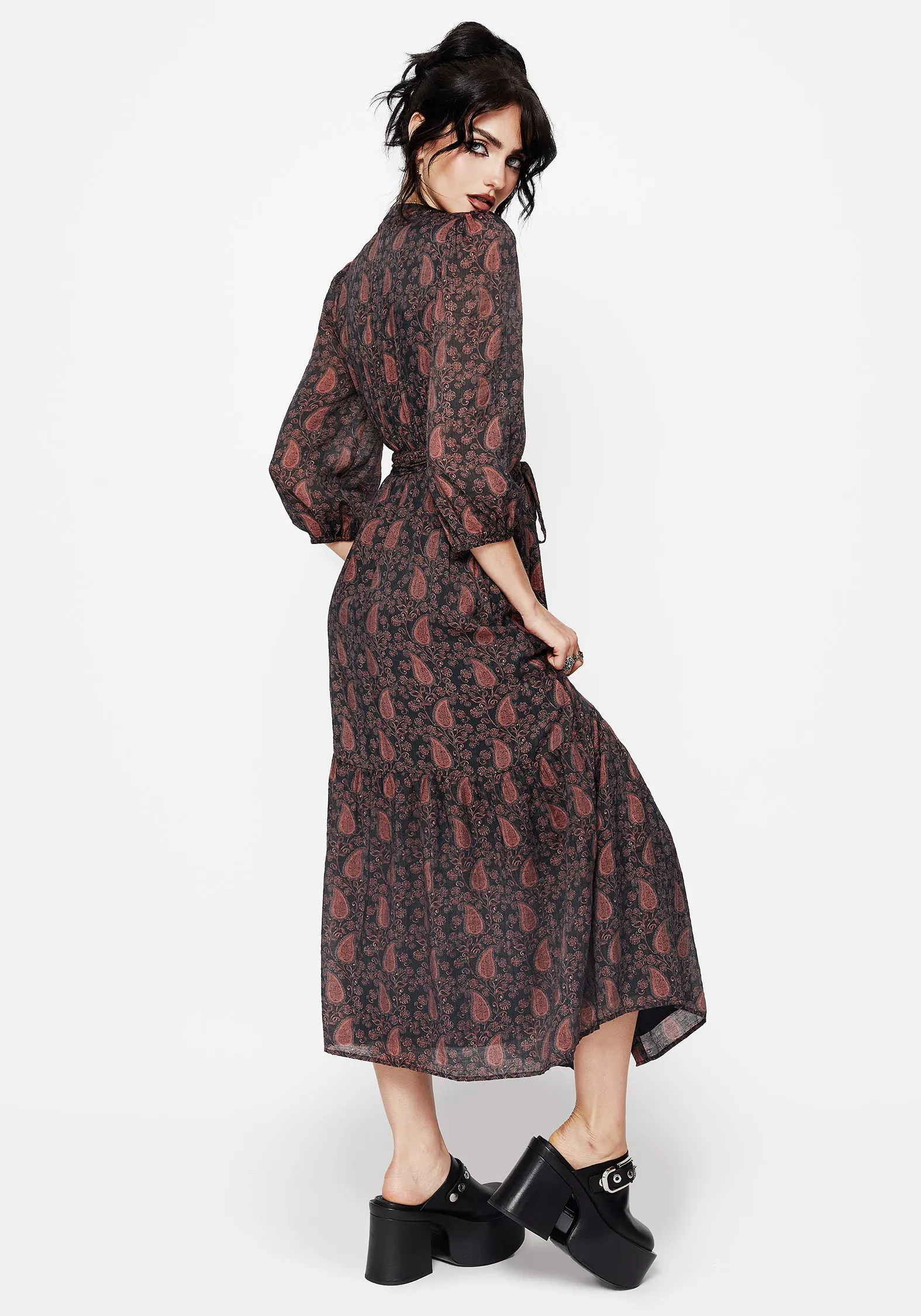 Isola Paisley Shift Midaxi Dress Bamboo Glow