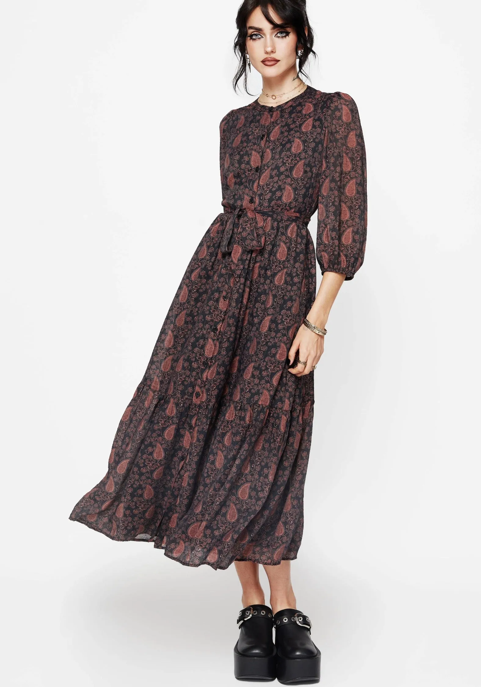 Isola Paisley Shift Midaxi Dress Tonal-Stitching All Day Ready