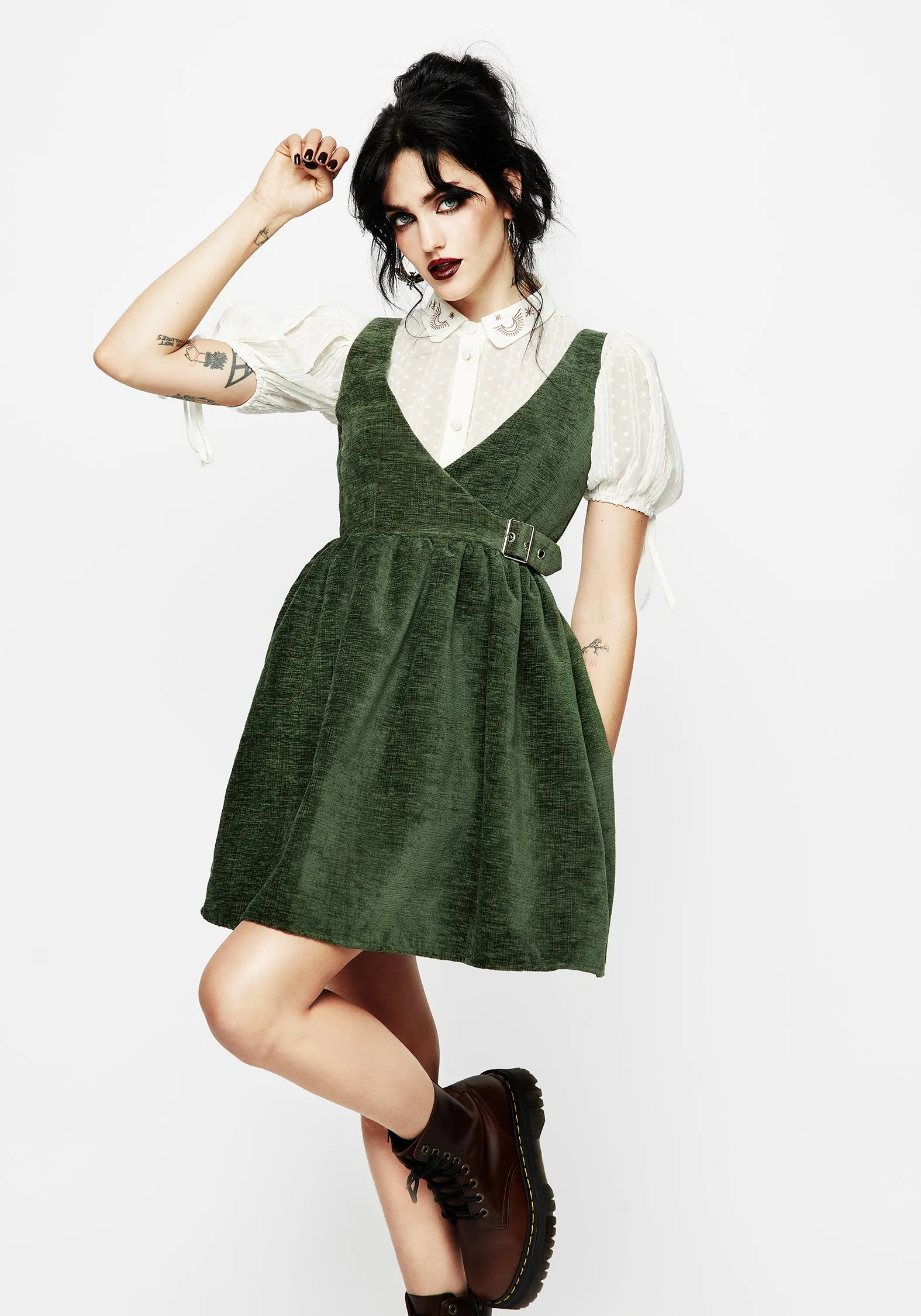 BiasCutSilhouette Ivy Buckle Wrap Suspender Mini Dress