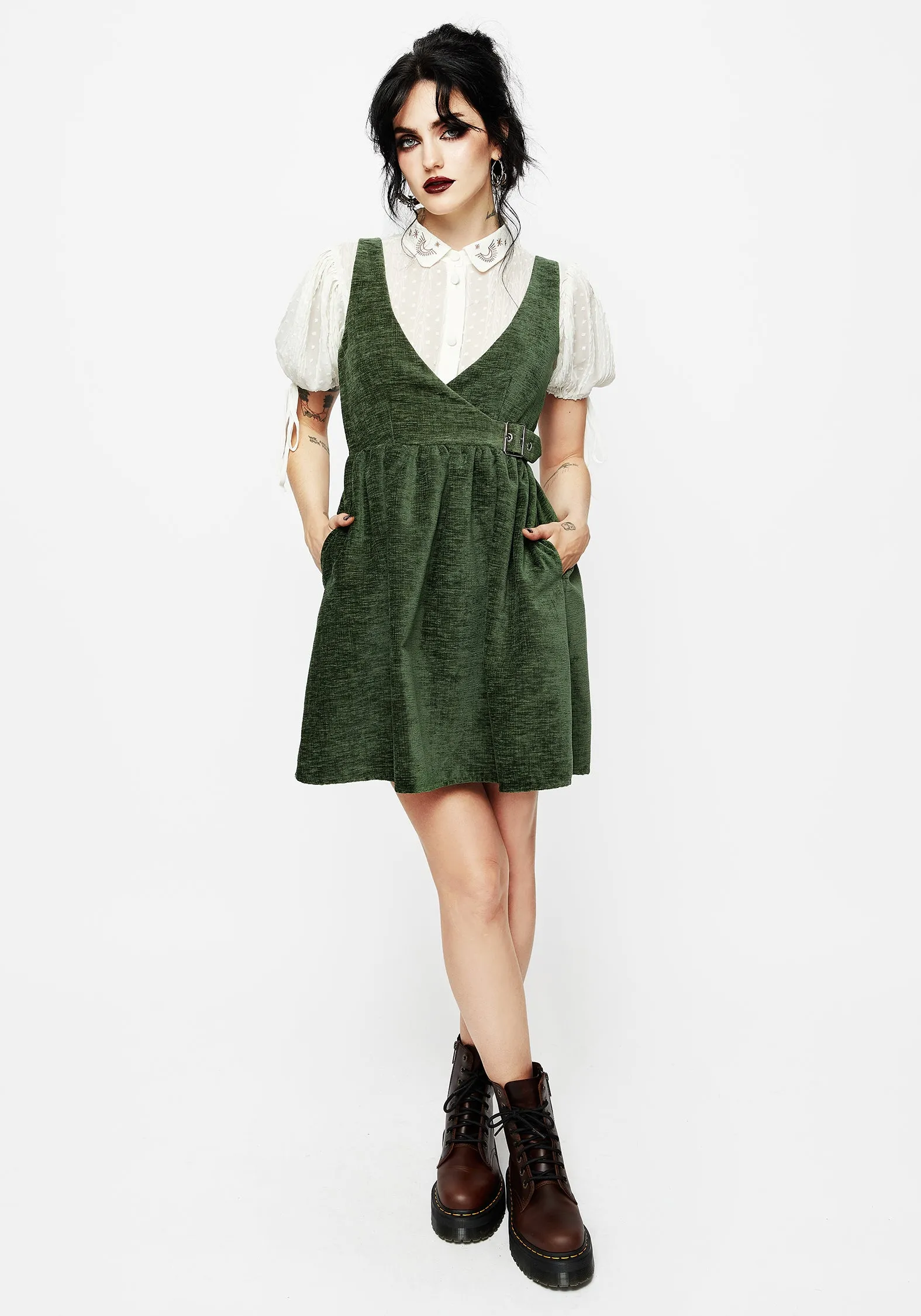 Body Positive Minimal Core Ivy Buckle Wrap Suspender Mini Dress