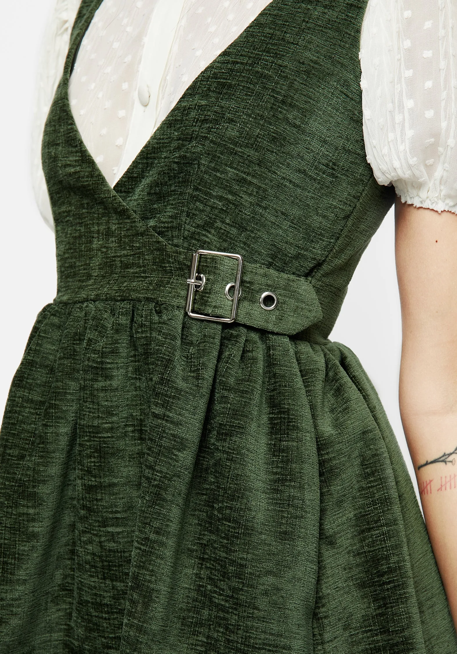 Ivy Buckle Wrap Suspender Mini Dress Removable-Straps