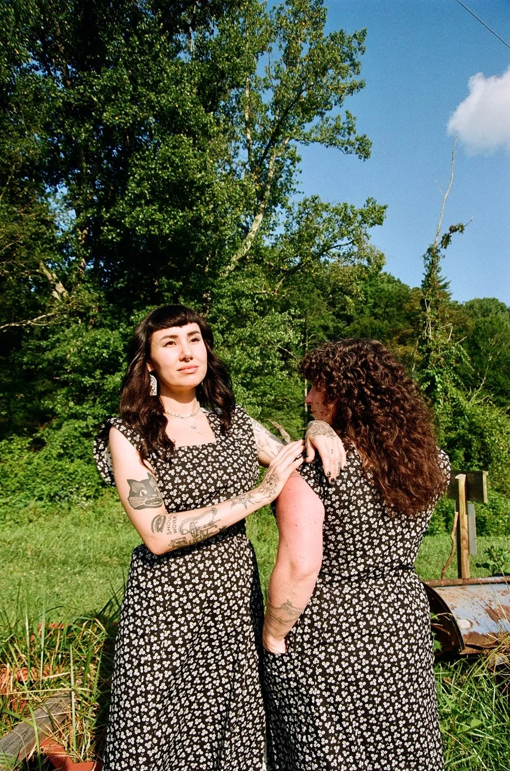 Ivy Dress in Black & White Flower Neutral Base