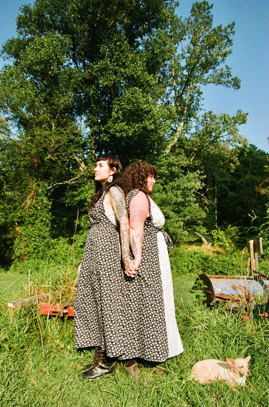 Ivy Dress in Black & White Flower luxe feel Movement Friendly