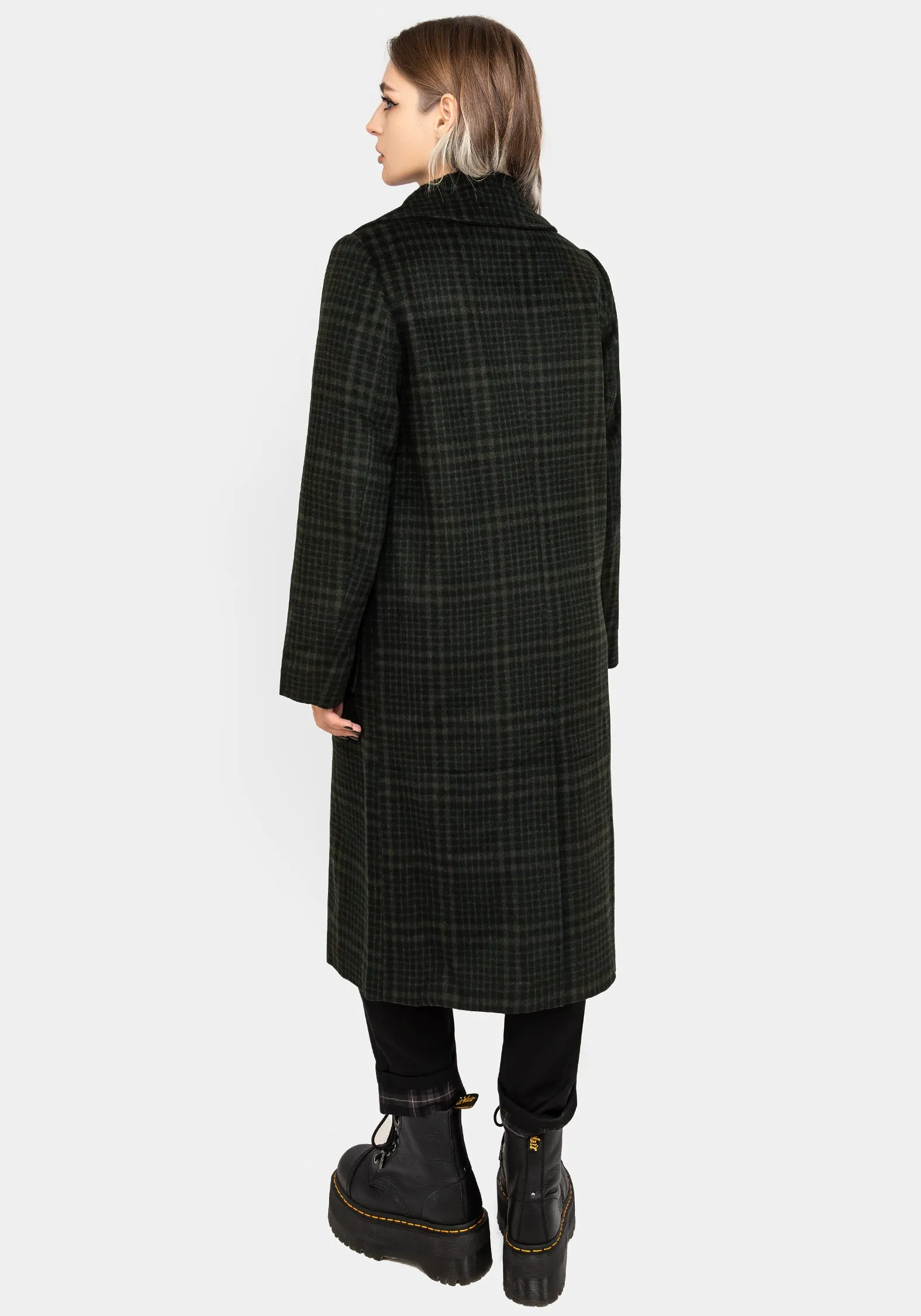 Jackdaw Check Wool Blend Duster Coat Heat Reflective Lining