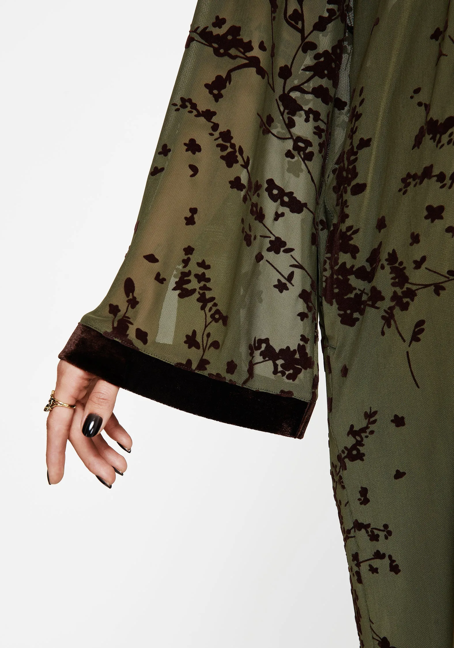 Jael Flocked Longline Mesh Kimono Friction Reducing Finish Classic Cut