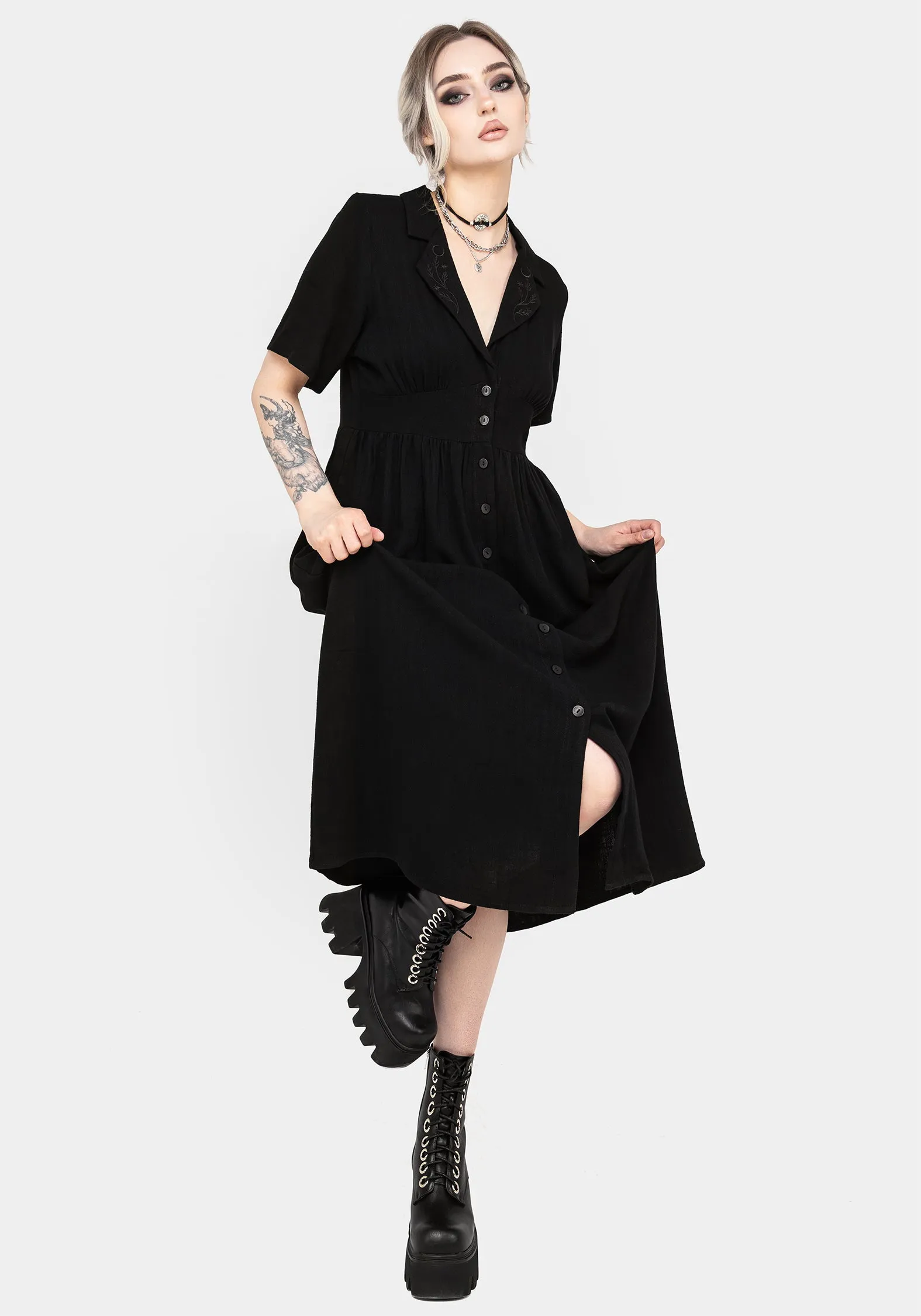 Jasmine Embroidered Midi Shirt Dress countryside Chic Look