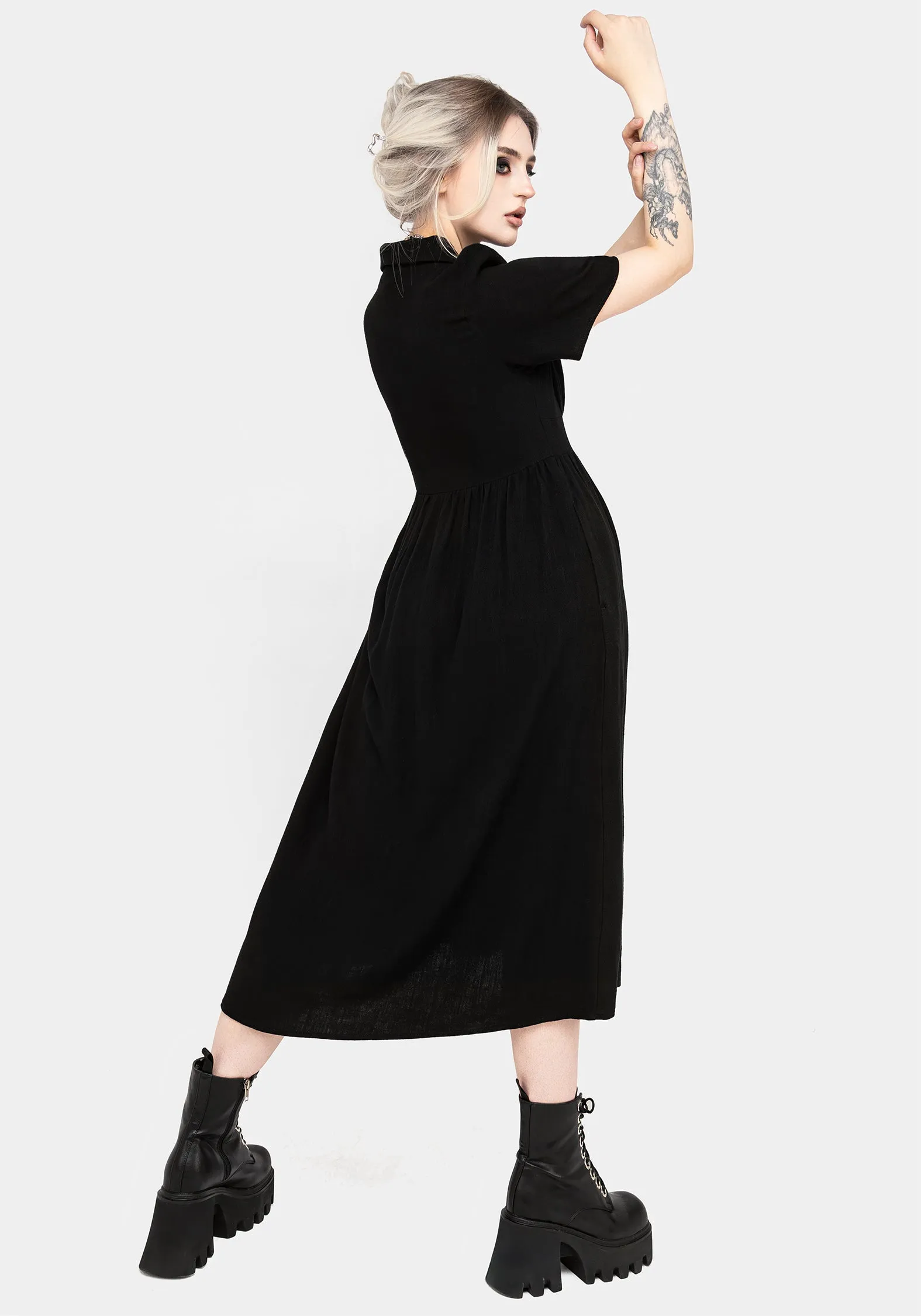 Charity Gala Jasmine Embroidered Midi Shirt Dress