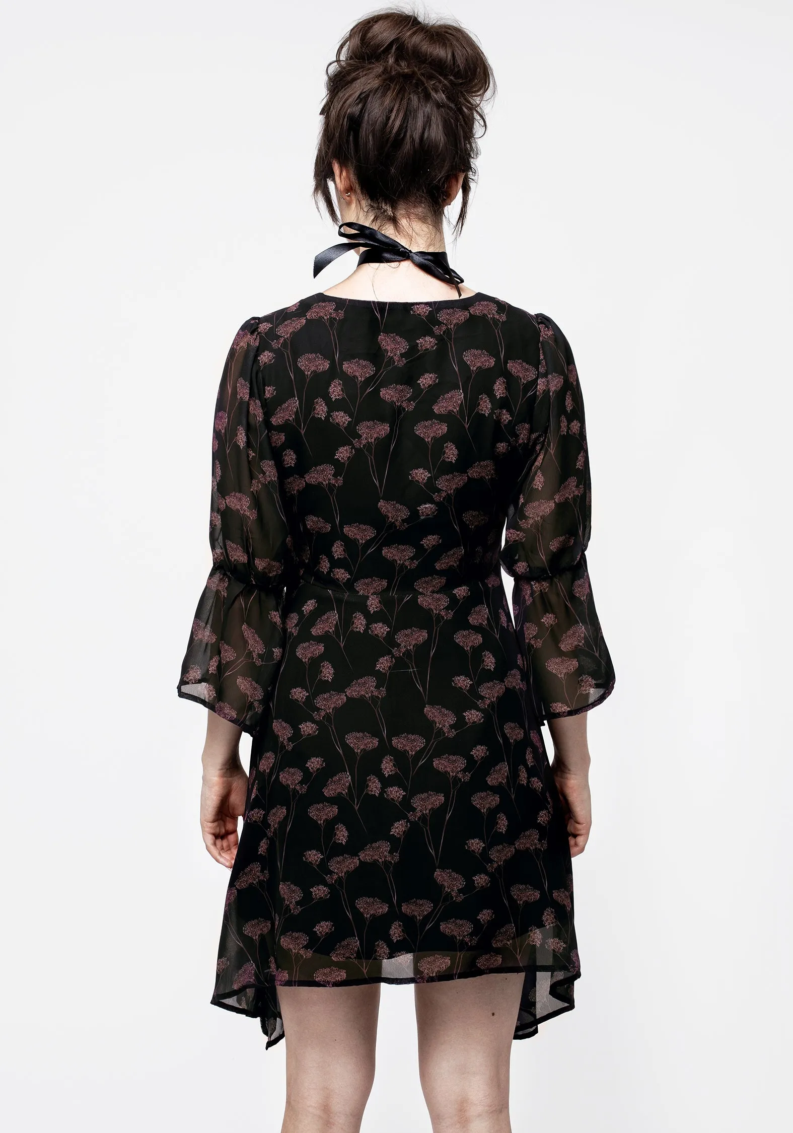 relaxed shape Judas V-Neck Flute Sleeve Mini Shirt Dress