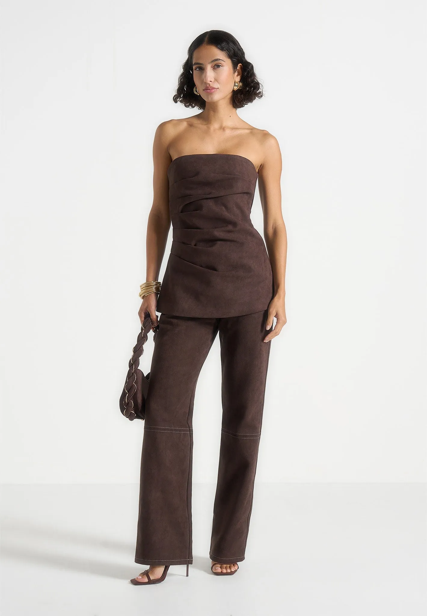 Active Touch Kalie - Suede Boyfriend Jeans - Brown