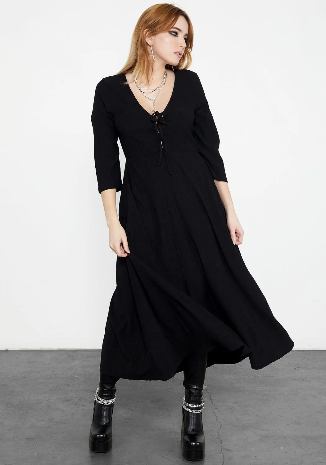 Stylish and Simple Kasdeya Lace Up Midaxi Dress