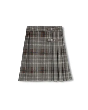City Mood Katie Wool Plaid Buckle Skirt